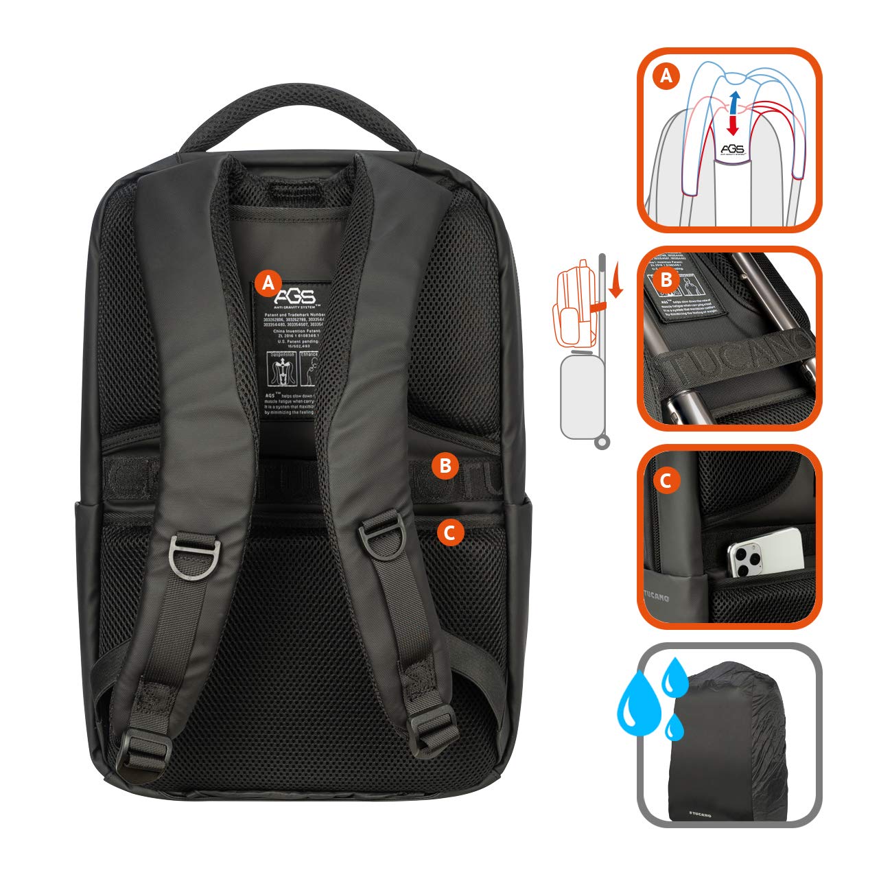 TUCANO Sac à dos Marte Gravity laptop 15,6" MacBook 16 noir