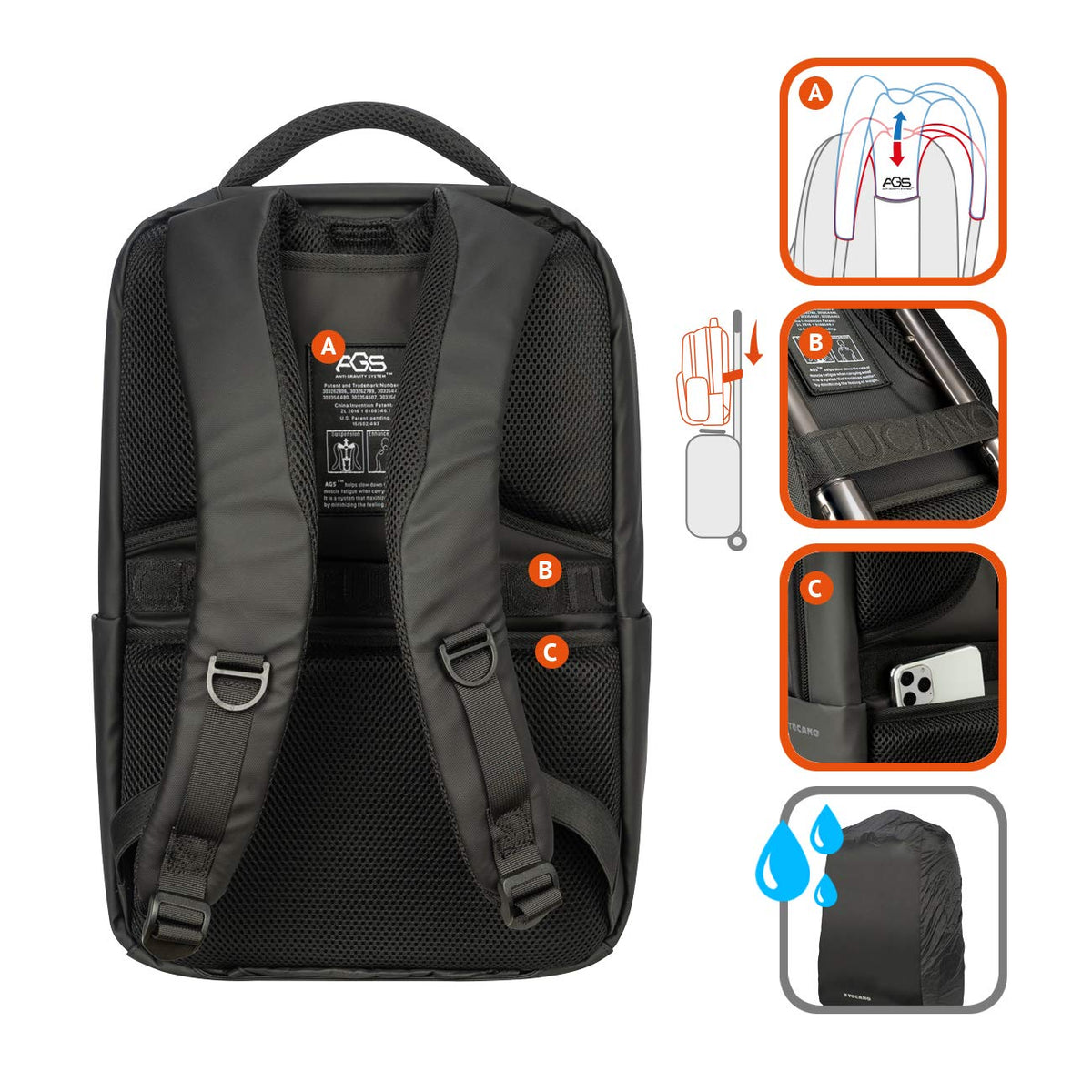 TUCANO Sac à dos Marte Gravity laptop 15,6" MacBook 16 noir