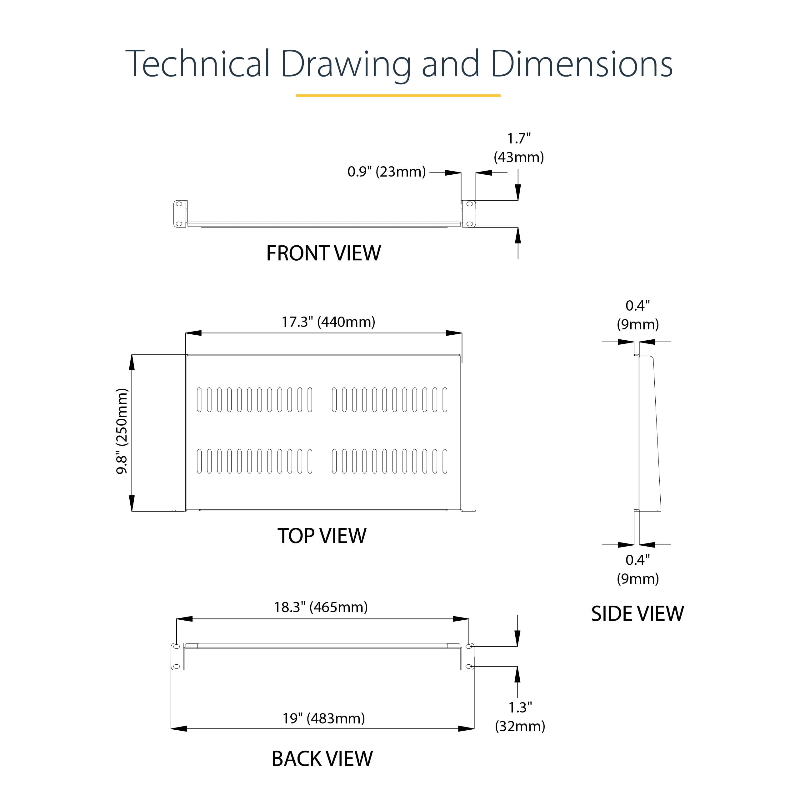 2-Pack 1U Server Vented Rack Shelf/Tray