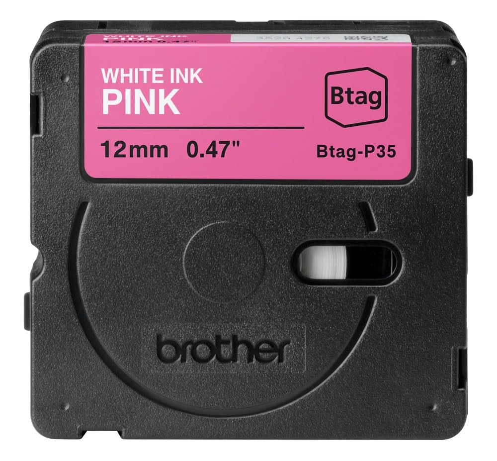BROTHER Ribbon BTAGP35 12MM White on Pink