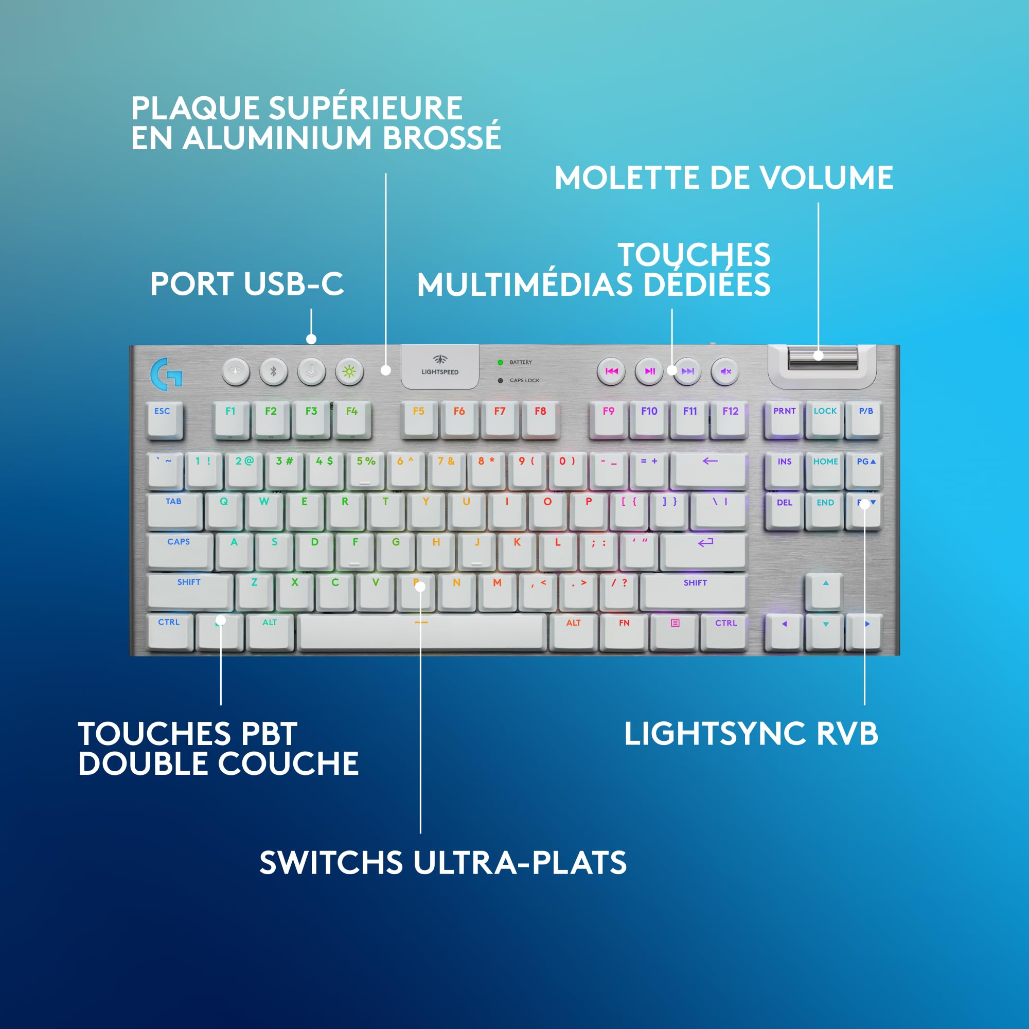 LOGITECH G915 X LIGHTSPEED TKL Wireless Gaming Keyboard White (FR)