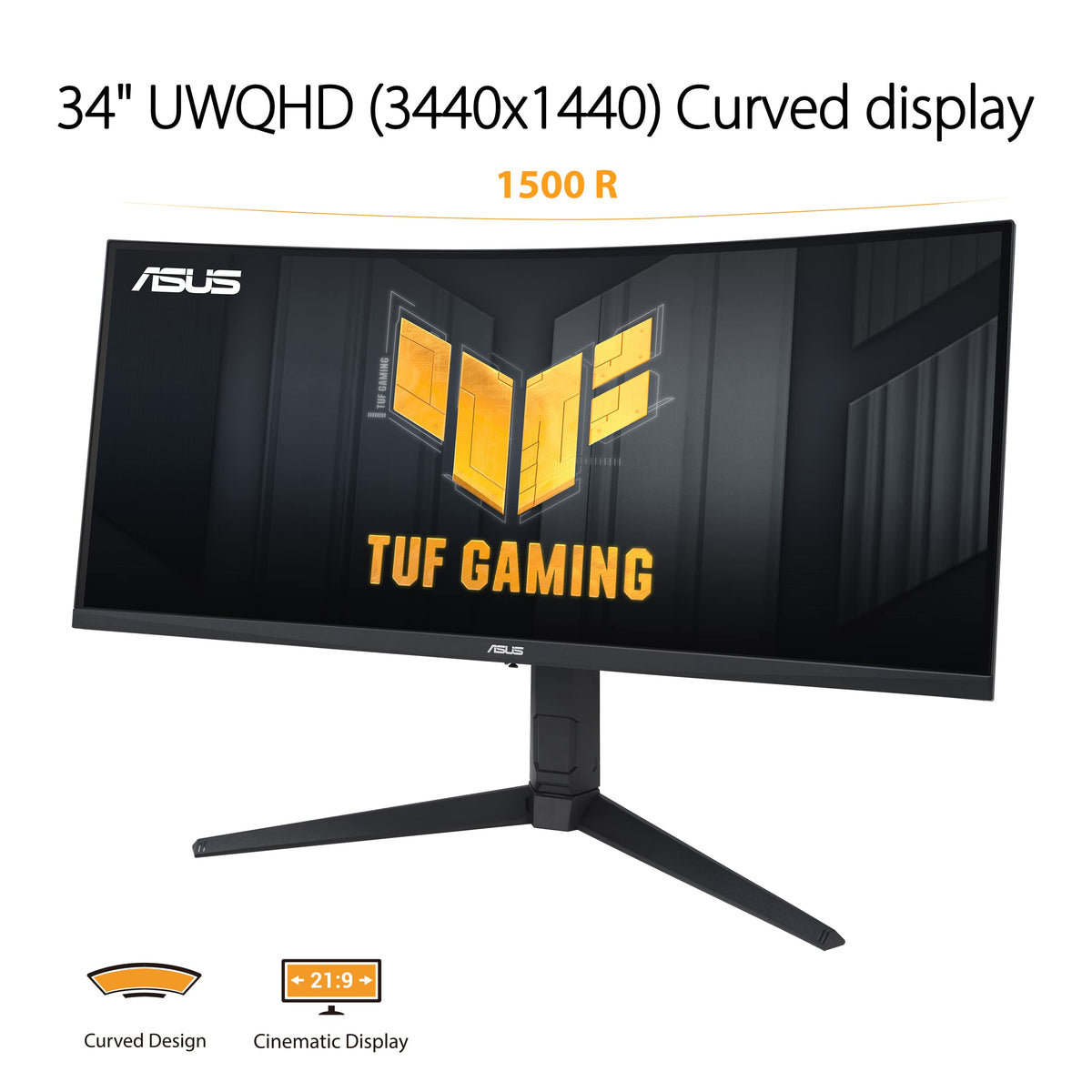 ASUS TUF Gaming VG34VQEL1A 34p UWQHD Curved Monitor 100Hz 1ms MPRT FreeSync HDR 10 VA Panel 21:9 3440x1440 DP HDMI USB Ergonomic