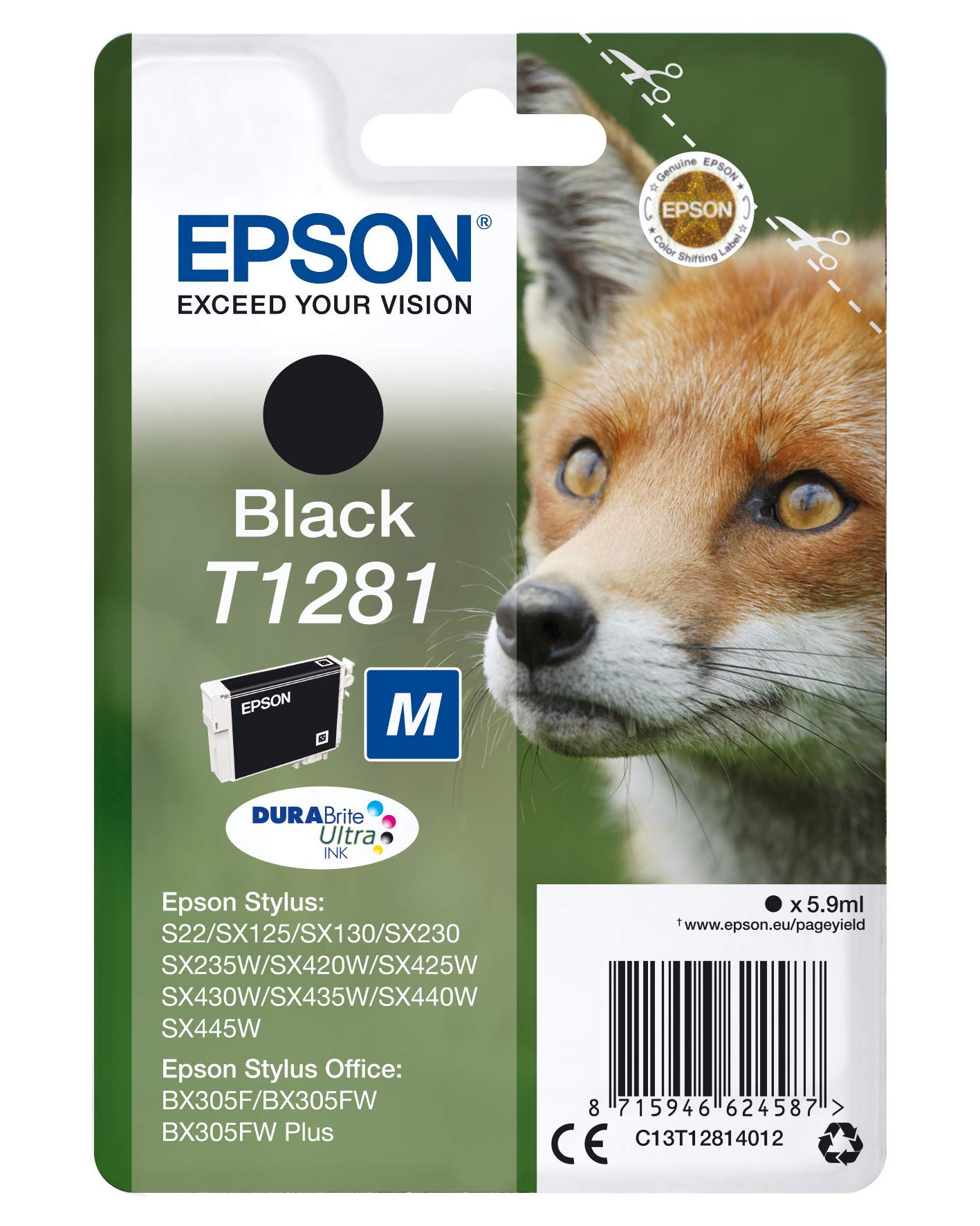 EPSON 6LB T1281 ink cartridge black standard capacity 5.9ml 1-pack RF-AM blister w/s