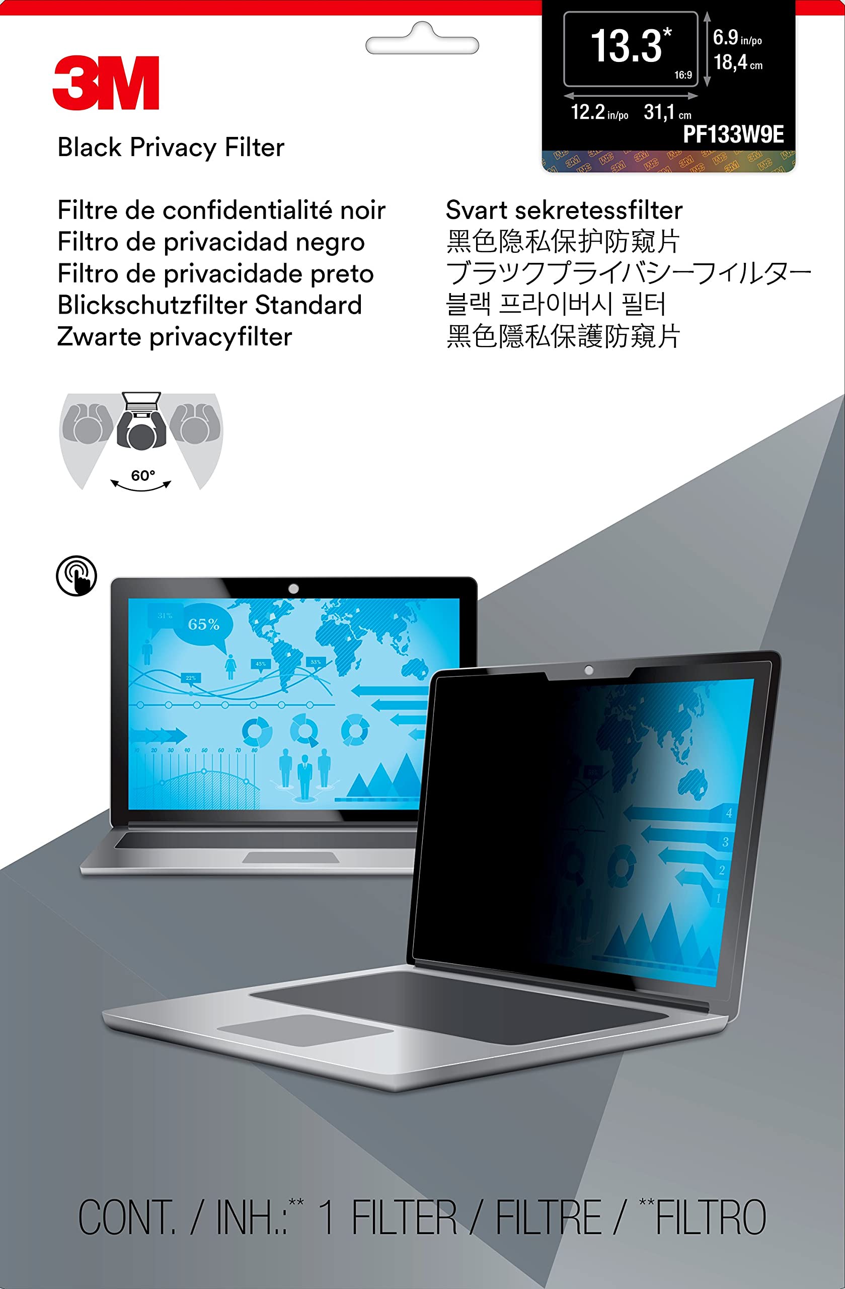 3M privacy filter PF133W9E for Edge-to-Edge 13.3inch Widescreen Laptop
