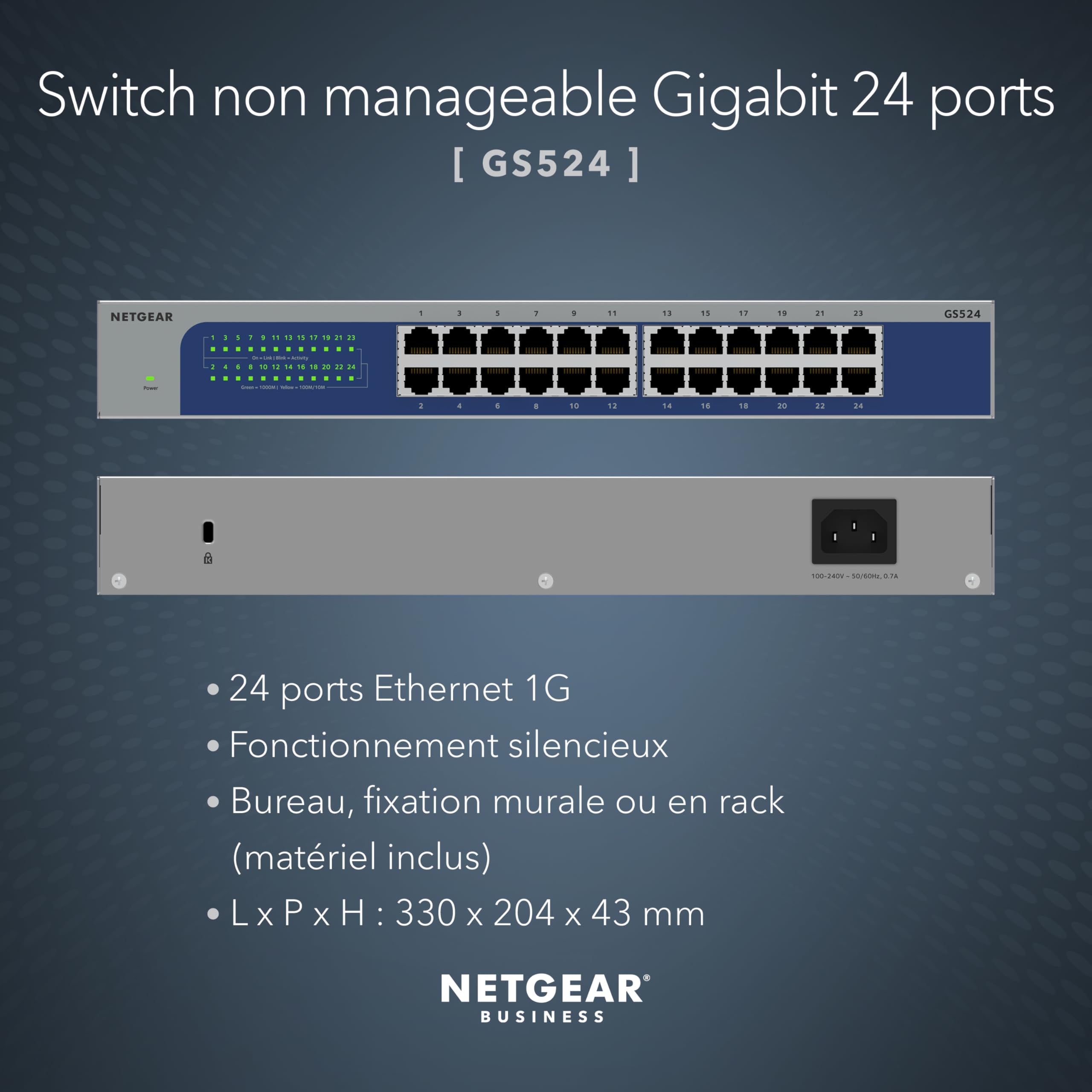 NETGEAR GS524-300EUS 24-Port Gigabit Ethernet unmanaged Switch Desktop
