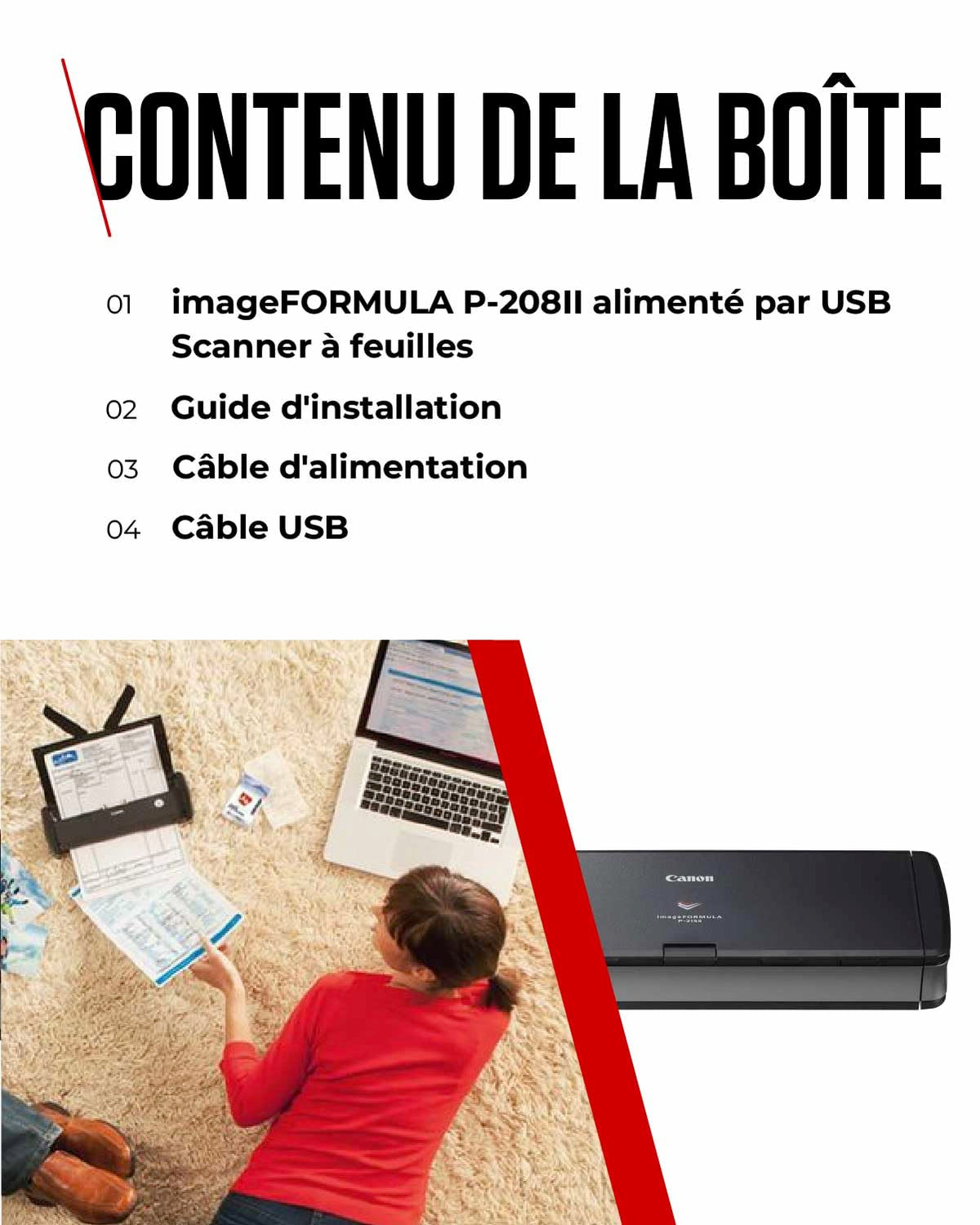 CANON P-215II Document scanner CMOS/CIS Duplex 216x1000mm 600x600dpi 15ppm mono/10ppm colour ADF 20sheets 500scans/d USB 2.0