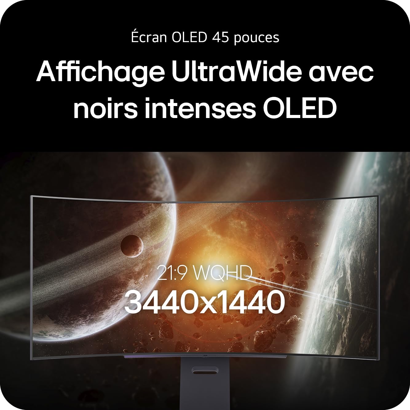 LG Ecran OLED incurvé - 45p - 3440x1440 - 240 Hz - 0.03 ms - 1300 cd/m2 - HDR400 - USB-C - HDMI - DisplayPort - Haut Parleurs