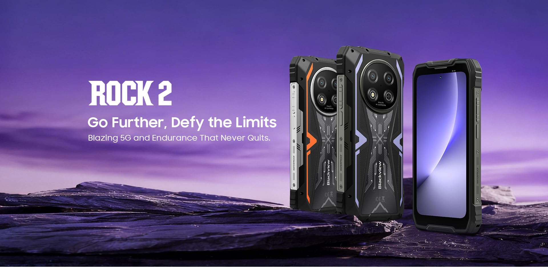 Blackview Rock 2 (NFC - 6.67'' - 256 Go, 8 Go RAM - 15000mAh) Violet