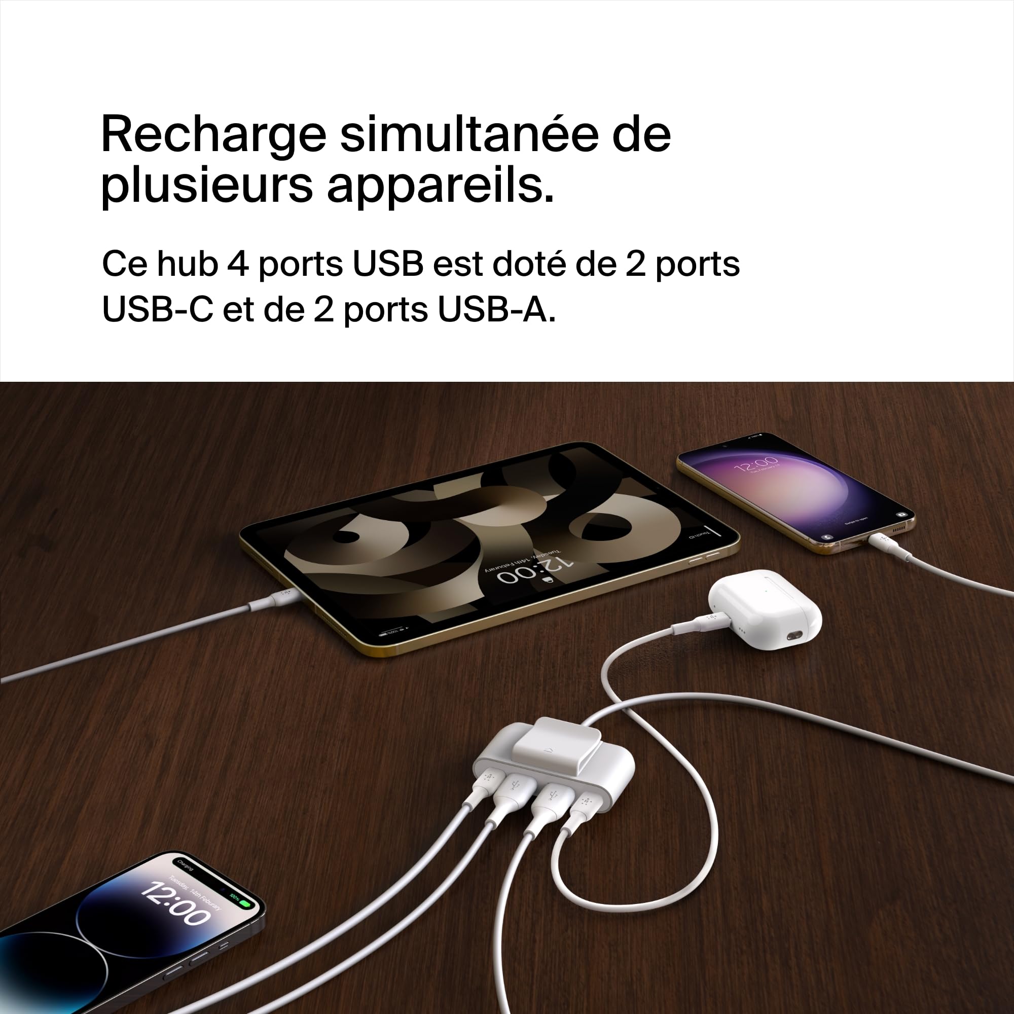 BELKIN BOOST CHARGE up to 30w 2xC + 2xA 4 Port Power Extender White