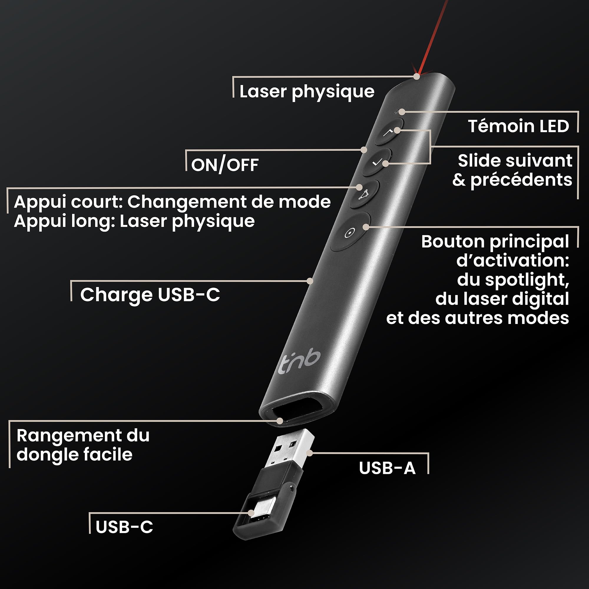 TNB Rechargeable spotlight presentation remote control AIRPRESENTER