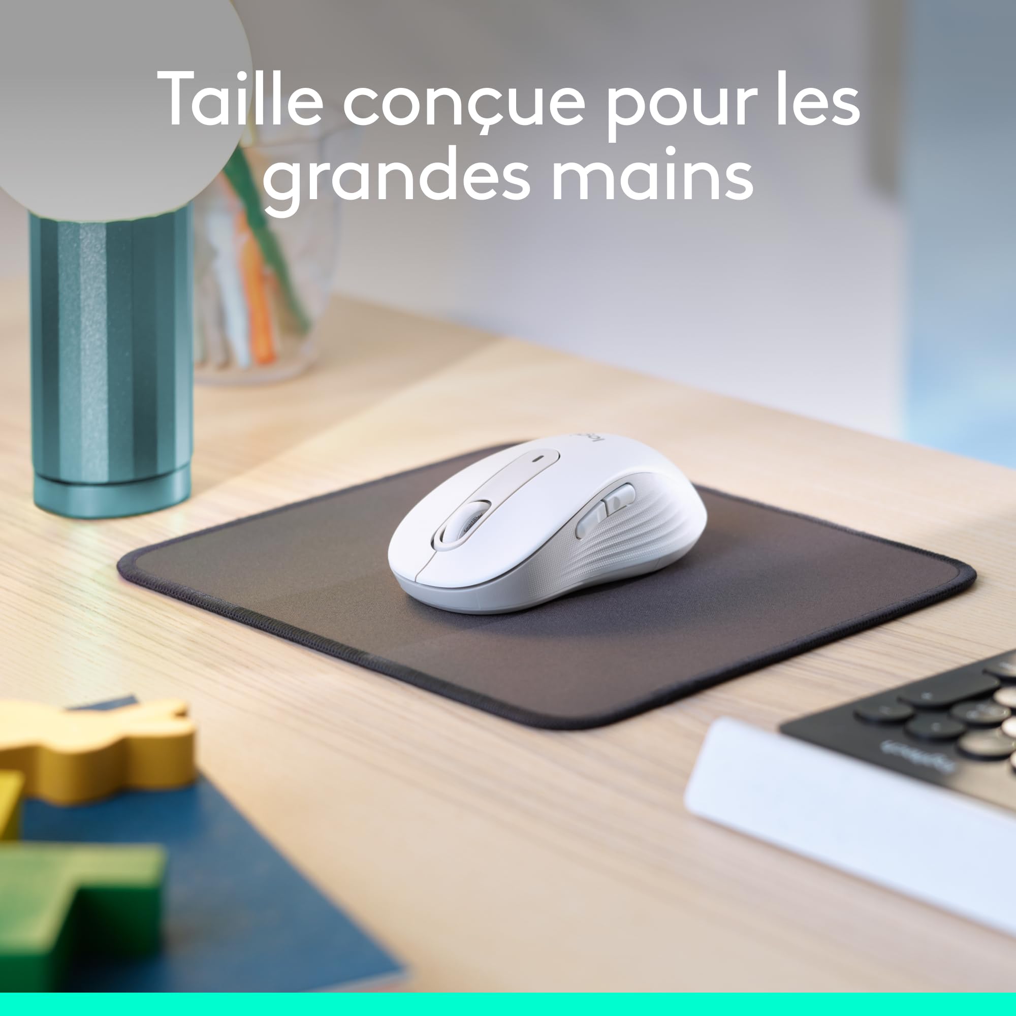 LOGITECH Signature M650 L Mouse large size optical 5 buttons wireless Bluetooth 2.4 GHz Bolt USB receiver off-white
