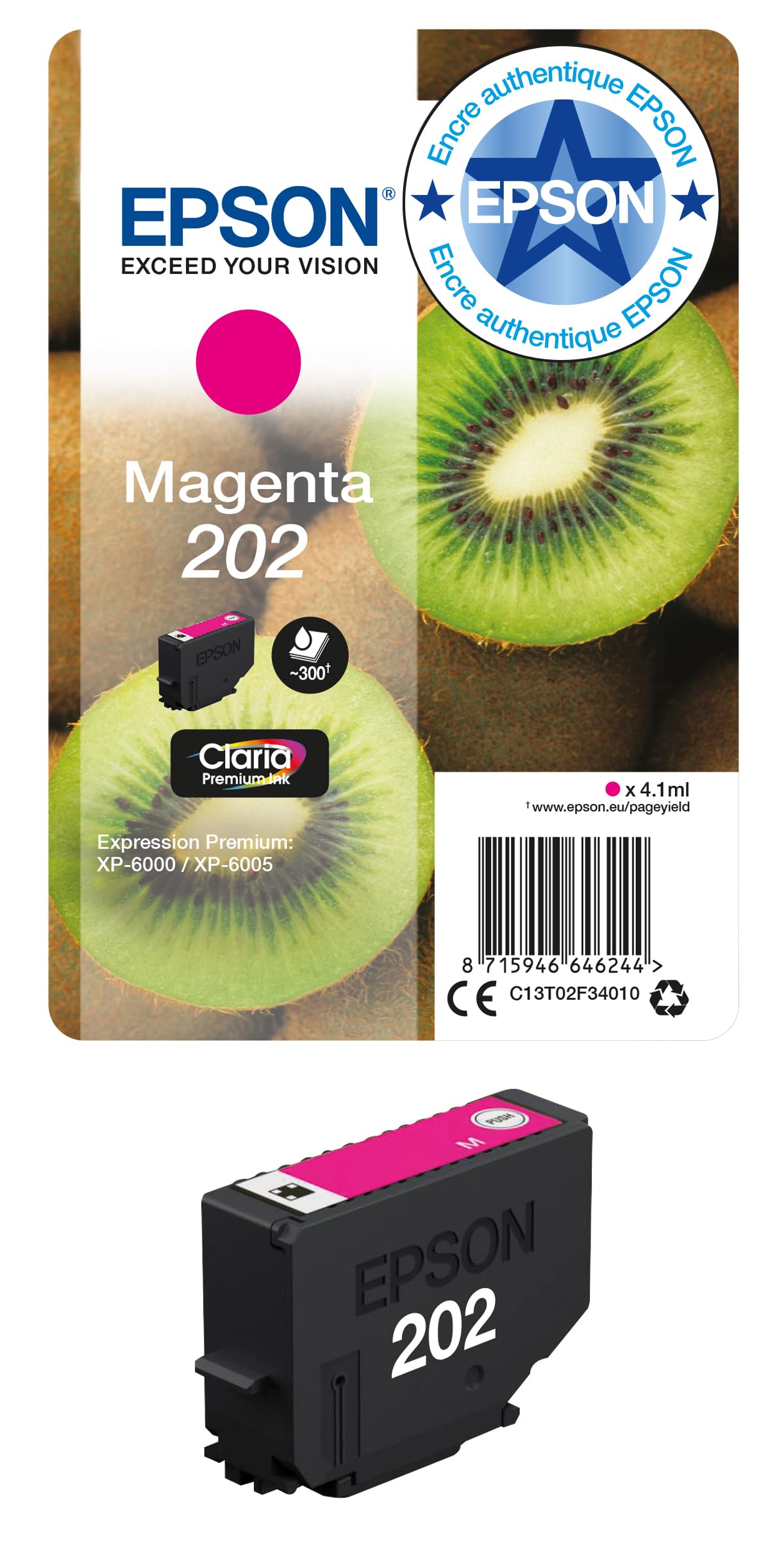 EPSON 4LB Singlepack Magenta 202 Kiwi Clara Premium Ink