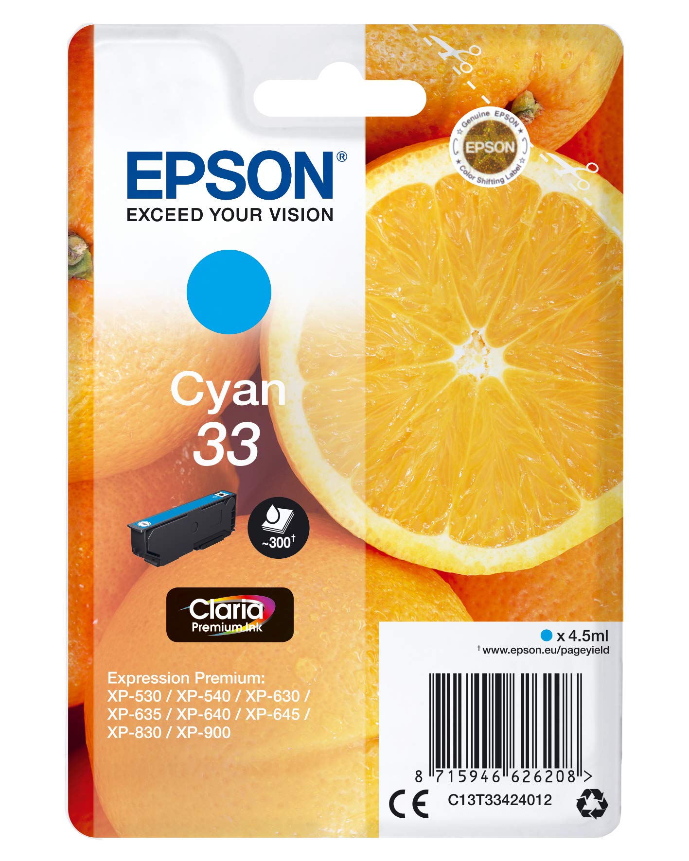 Cartouche EPSON C13T33424012 - Cyan