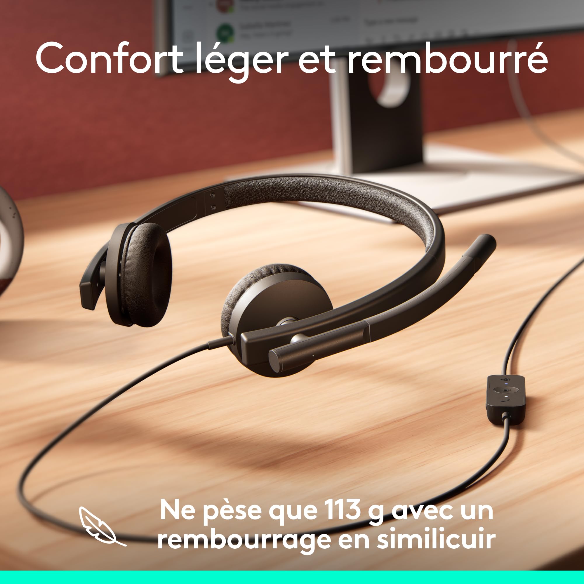 LOGITECH H570e Stereo Teams version Headset Black