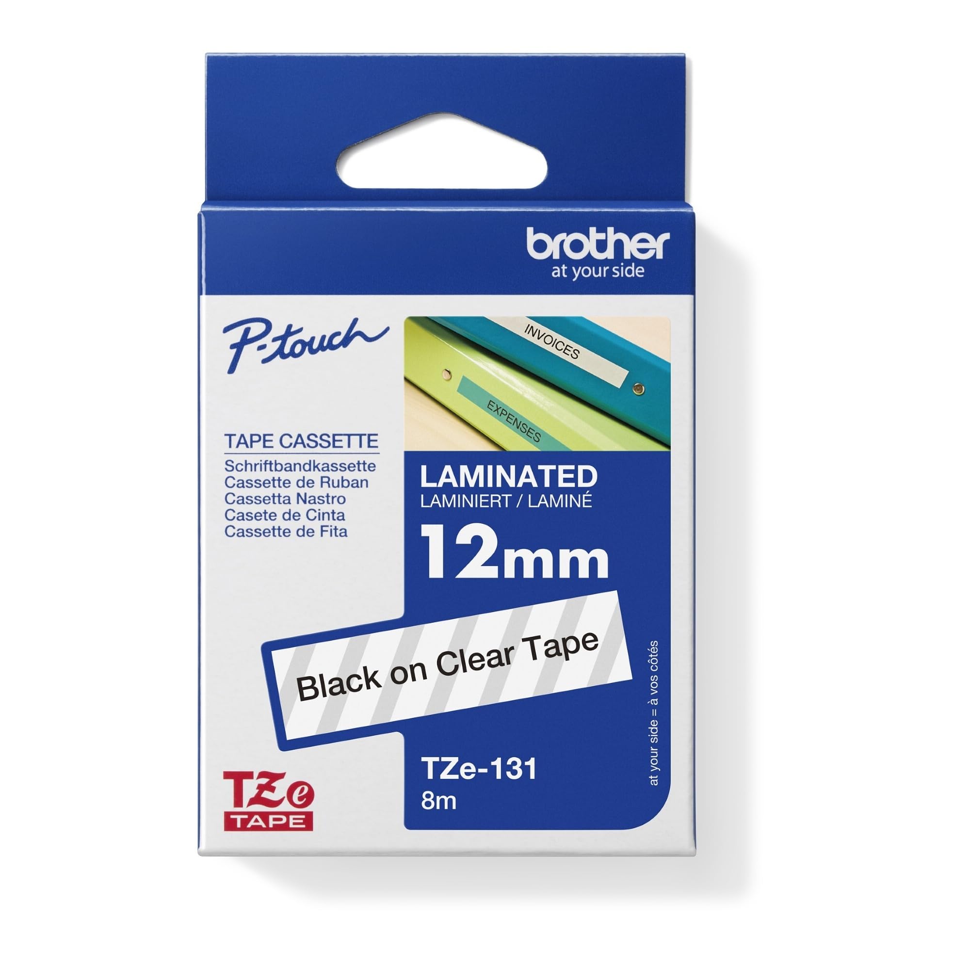 Tape/12mm black on clear f P-Touch TZE