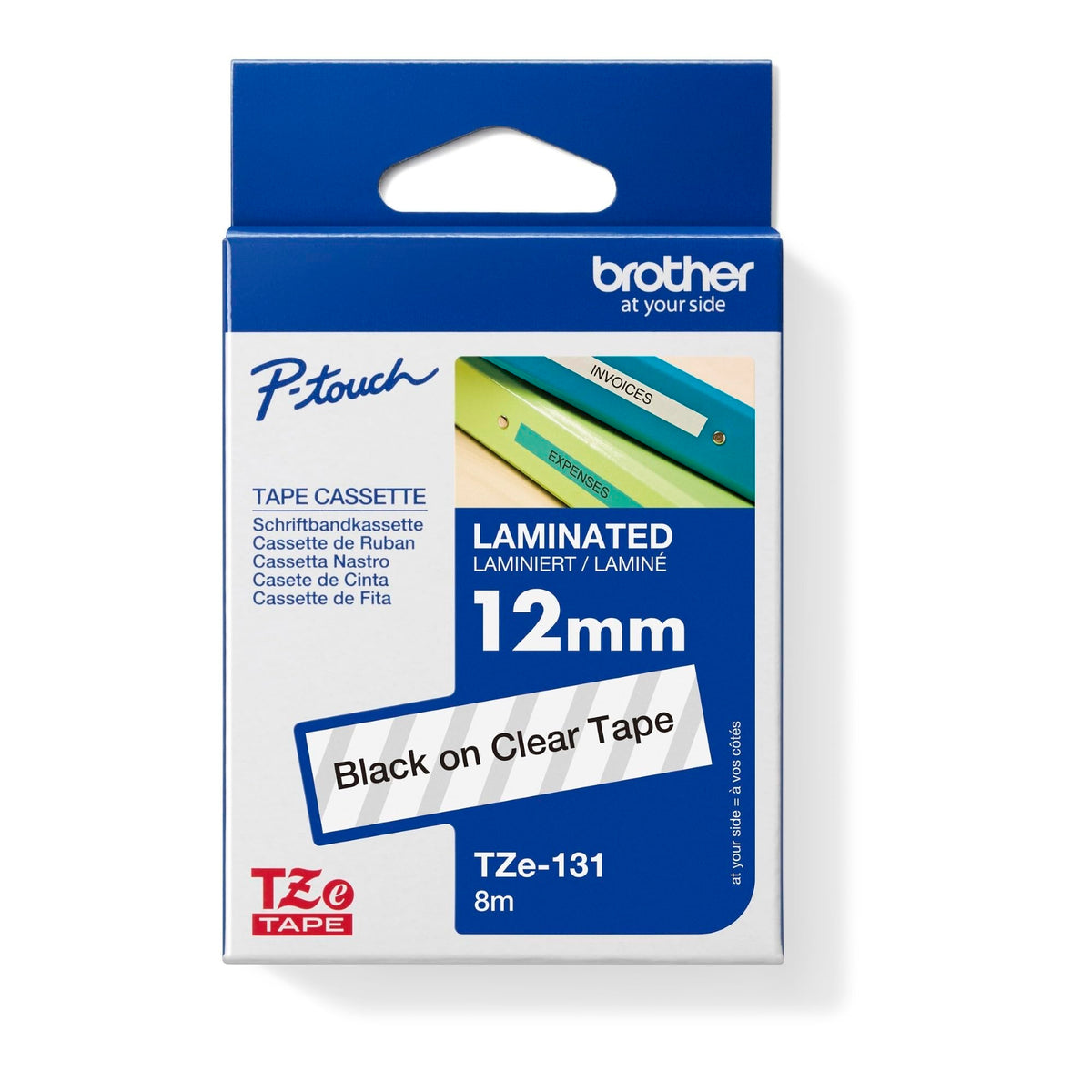 Tape/12mm black on clear f P-Touch TZE