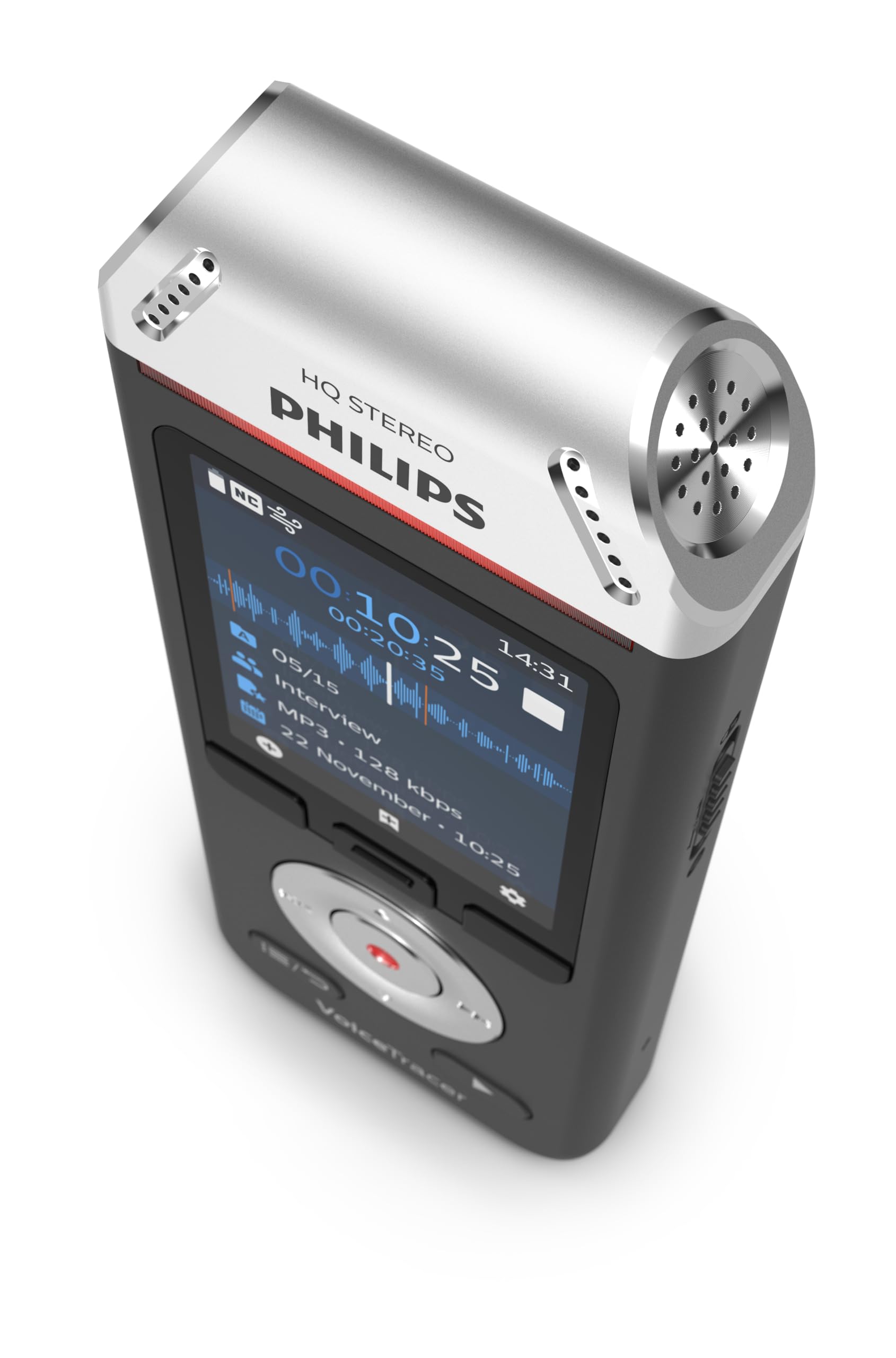 PHILIPS Dictaphone VoiceTracer DVT2110 : Optimisé pour les interviews 8Go, 2 Mic