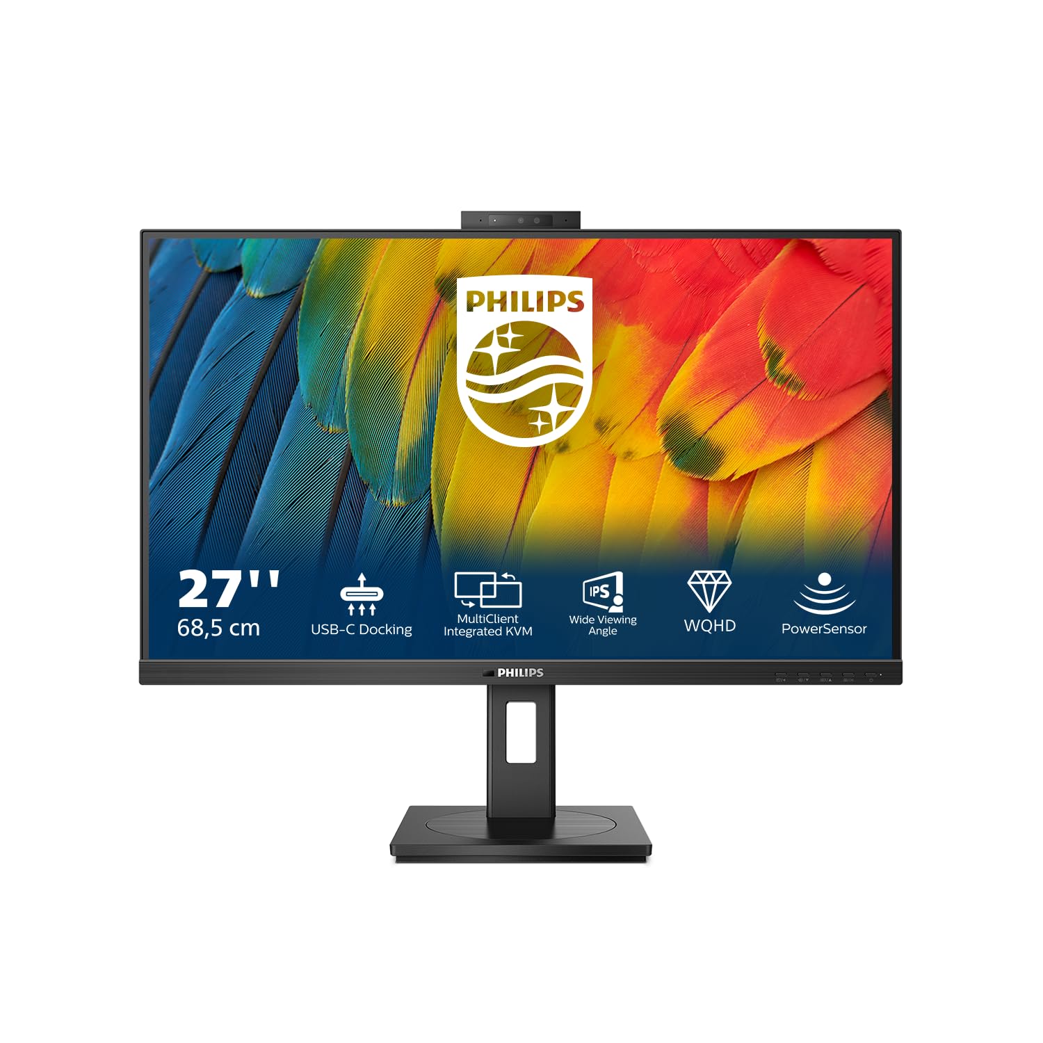 PHILIPS 27B1U5601H/00  27in - 2560 x 1440 QHD 75 Hz - IPS - 350 cd/mÂ² - 4 ms - HDMI, DisplayPort, USB-C - haut-parleurs - WEBCAM