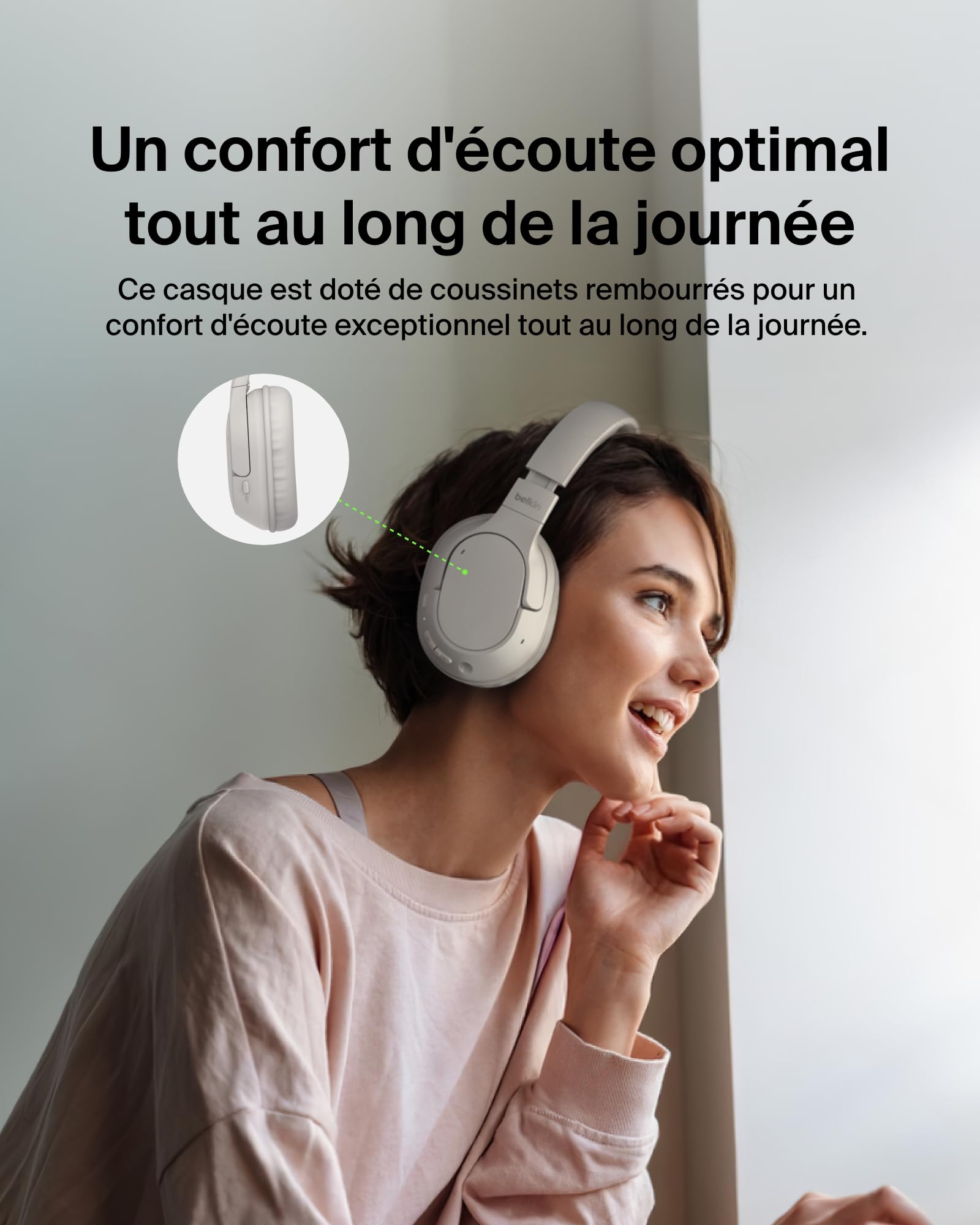 BELKIN SOUNDFORM SURROUND WIRELESS HEADPHONES SAND