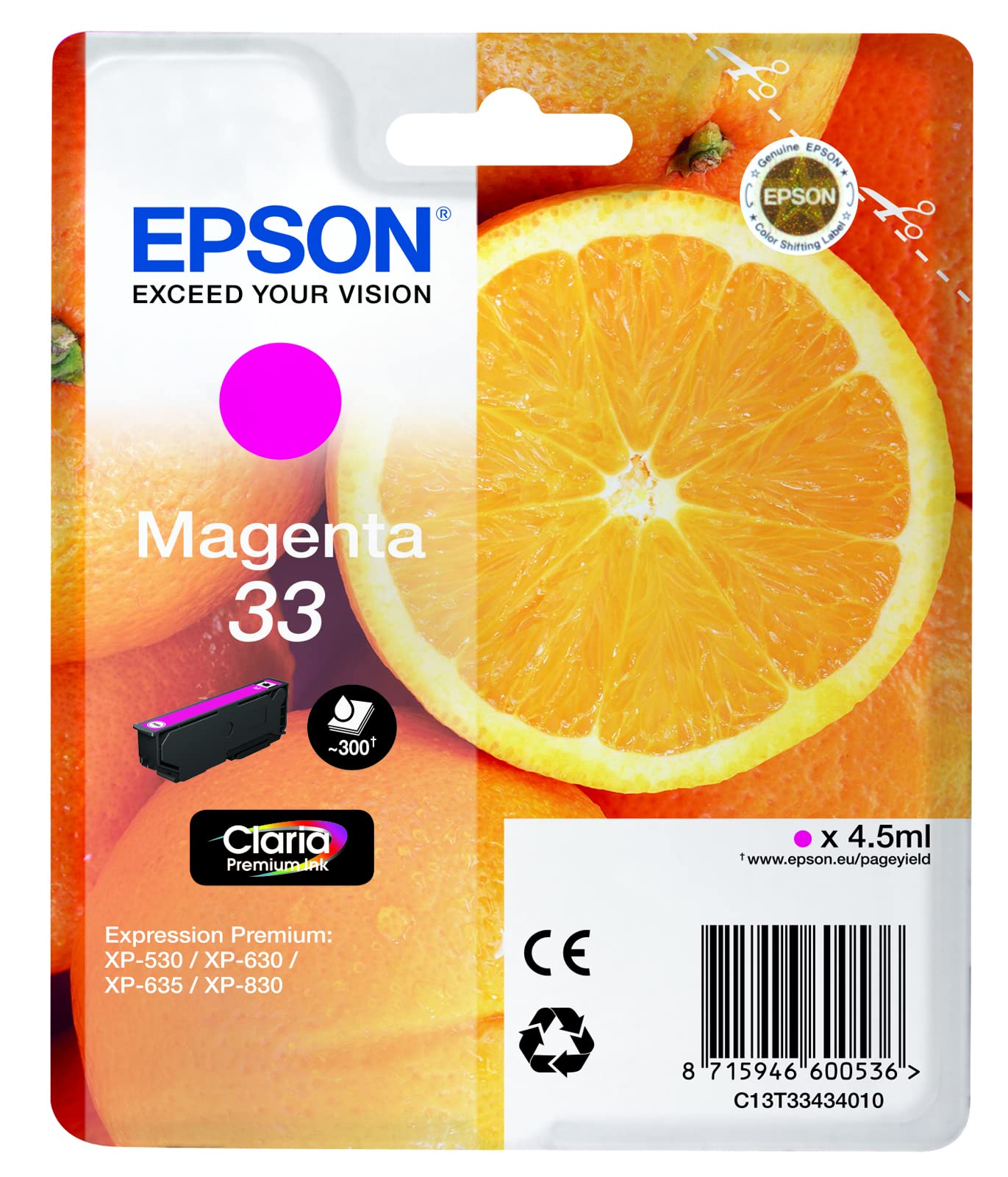 Cartouche EPSON C13T33434012 - Magenta