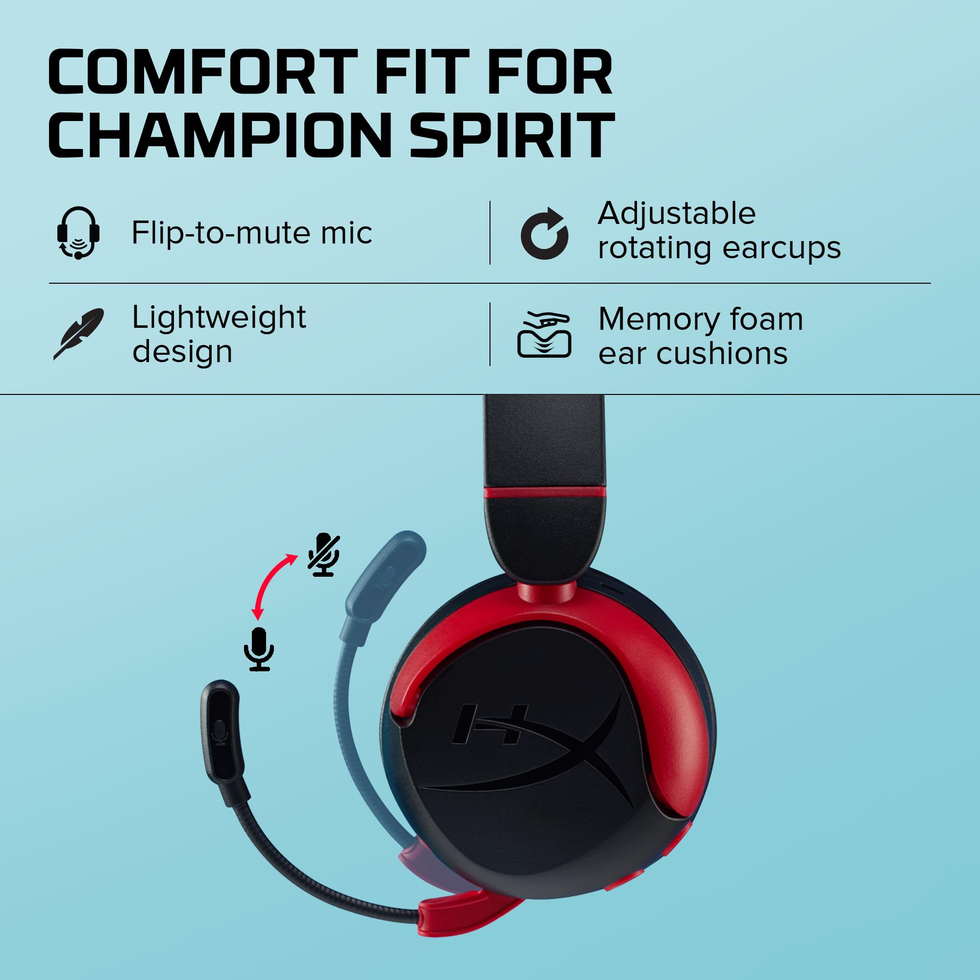Casque sans fil HyperX Cloud Mini avec microphone, noir-rouge