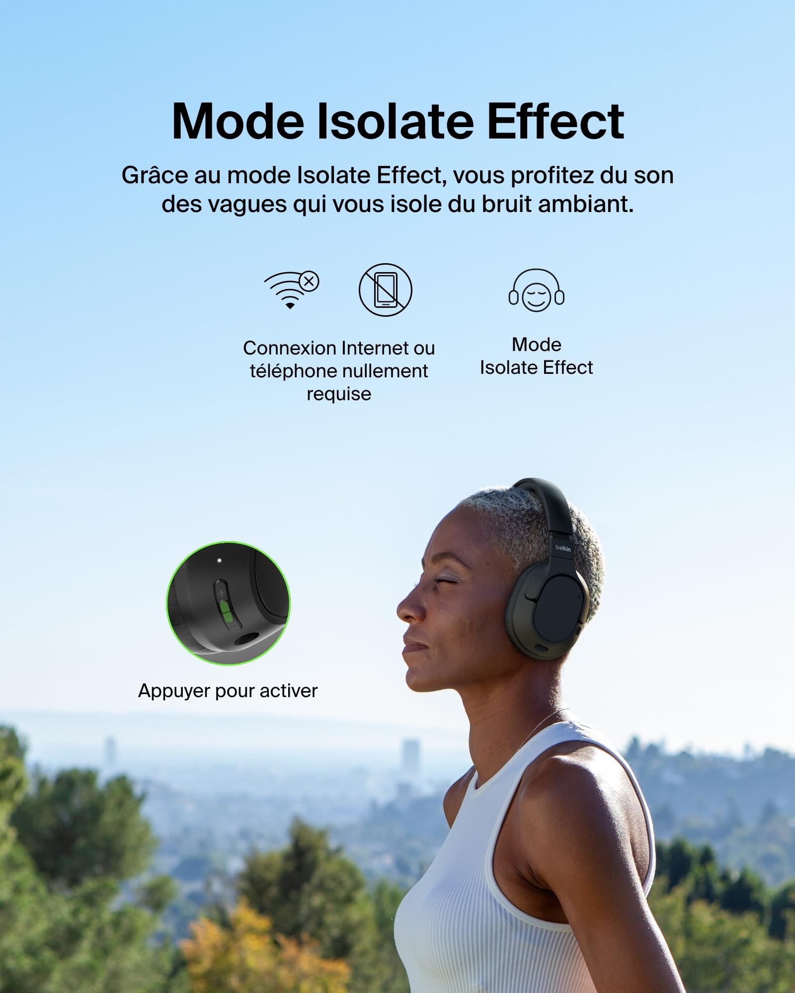 BELKIN SOUNDFORM ISOLATE NOISE CANCELLING HEADPHONES BLACK