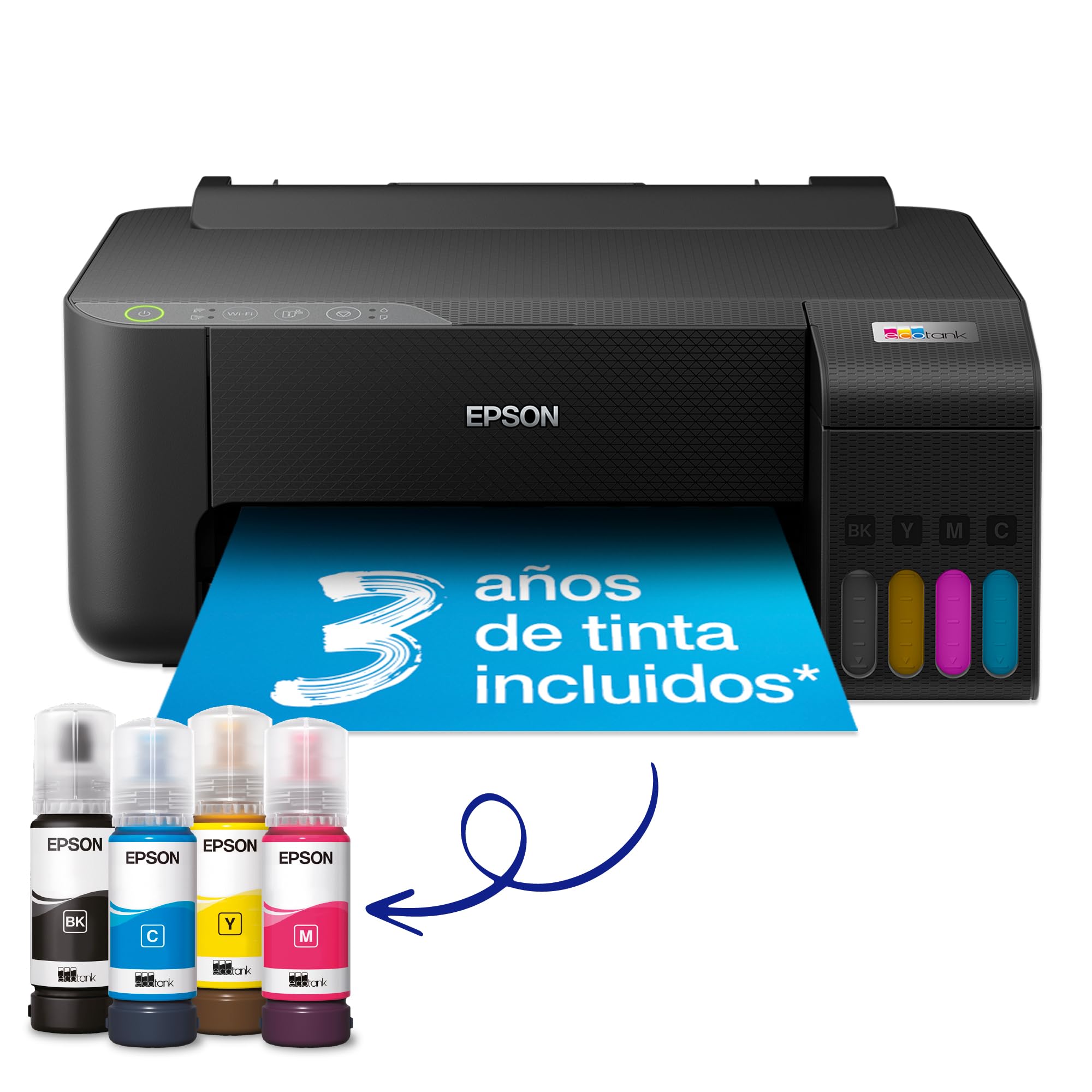 EPSON EcoTank ET-1810 Printer colour ink-jet refillable A4 5760x1440dpi 10ppm mono/5ppm colour 100 sheets USB Wi-Fi black