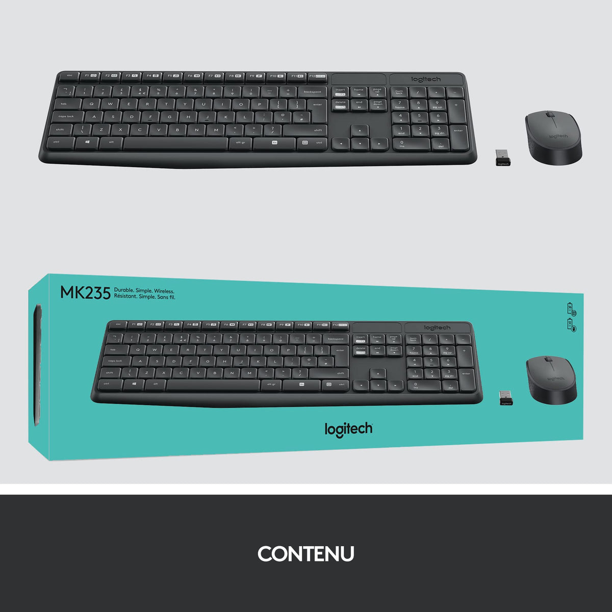 LOGITECH MK235 wireless Keyboard + Mouse Combo Grey FRA
