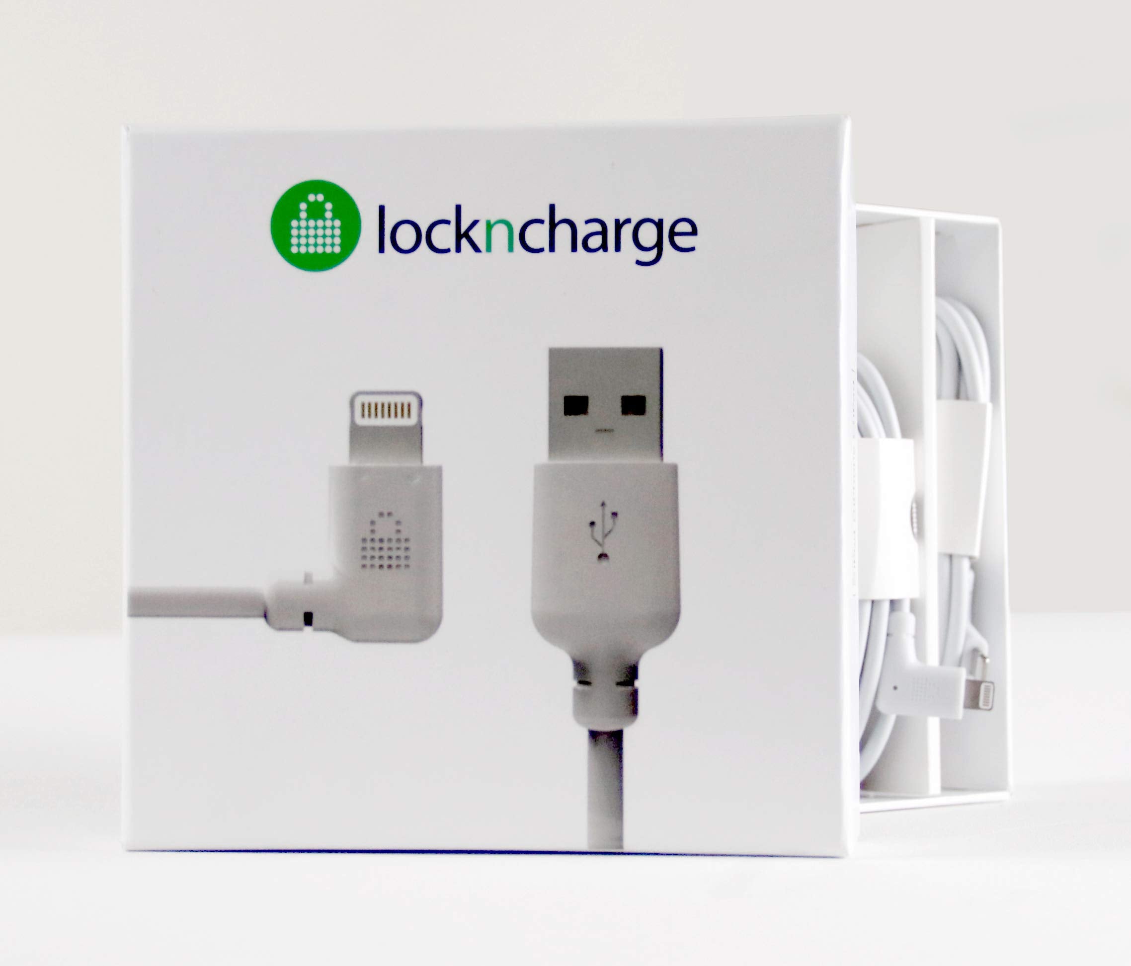 LOCKNCHARGE Lot de 5 cordons USB-A vers Lightning MFi coudés 3 m