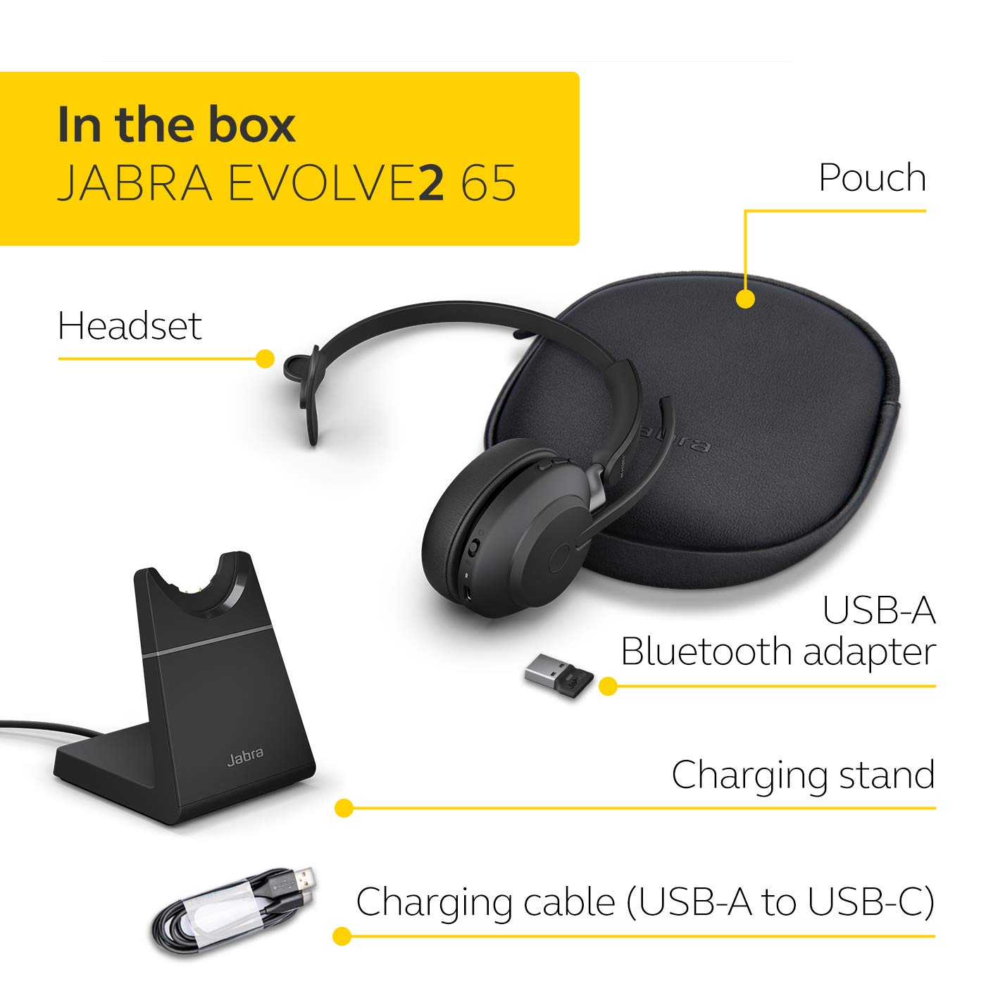 Jabra Evolve2 65 HS+Stand UC Mono Black