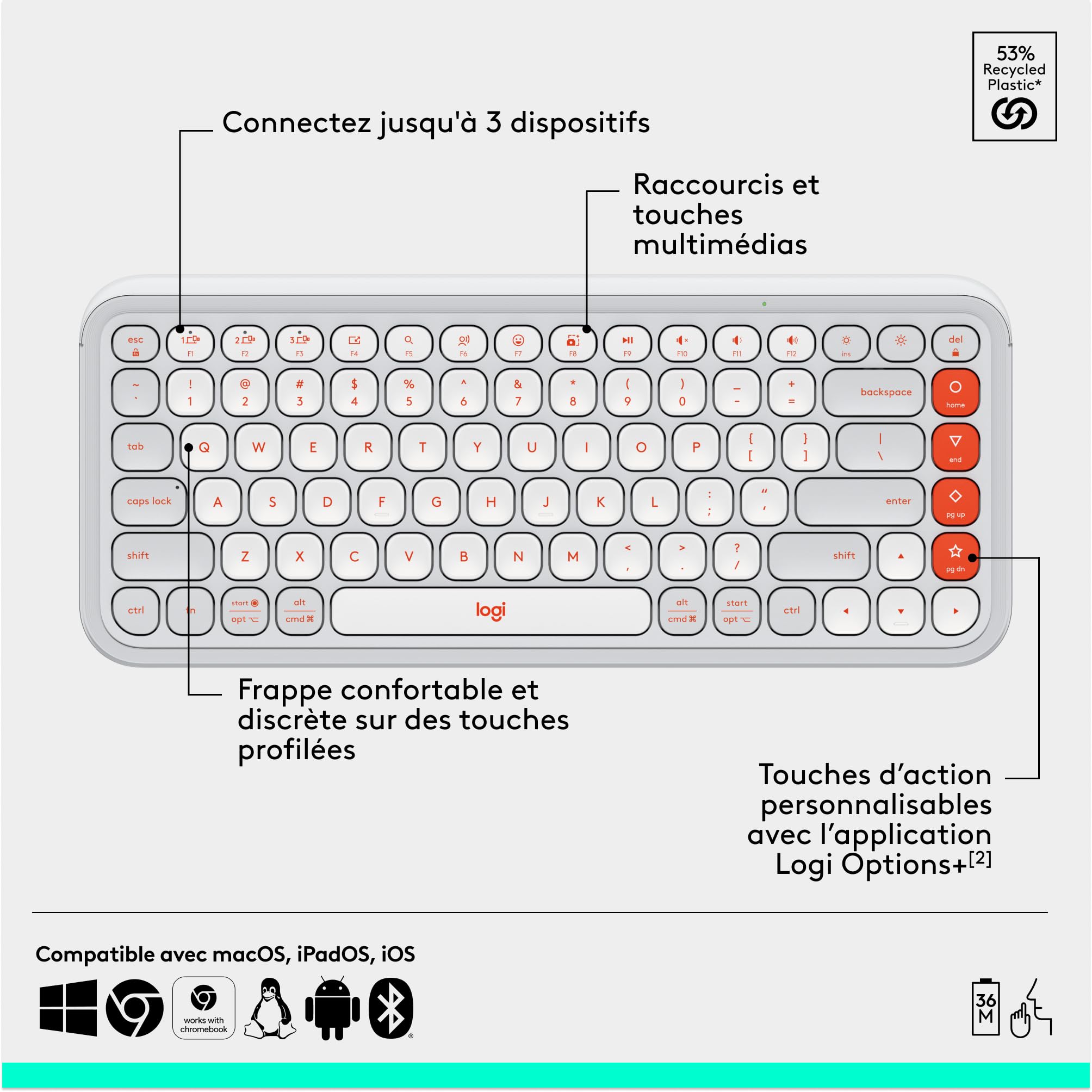 LOGITECH POP ICON COMBO - OFF WHITE (FR)