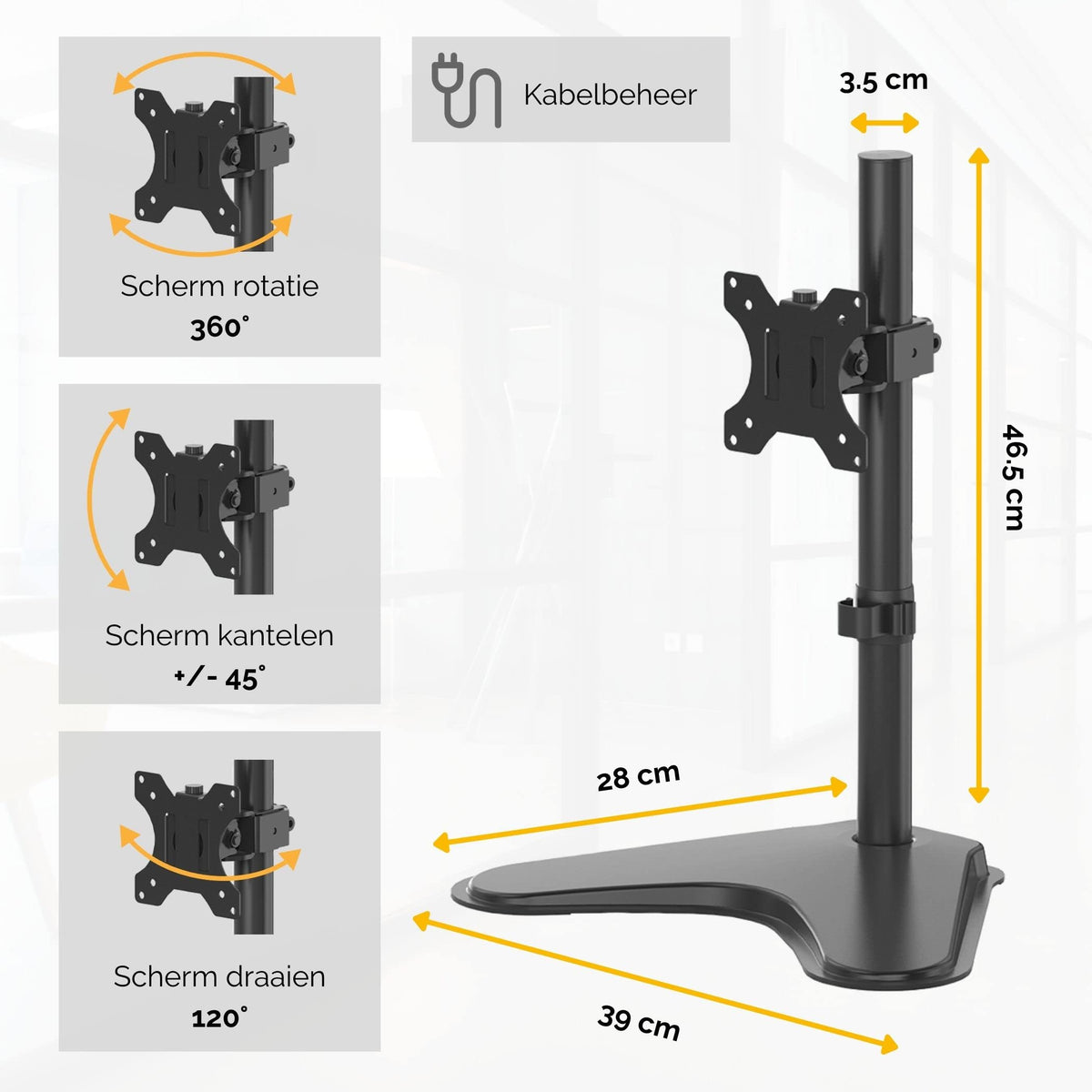 FELLOWES Bras de moniteur simple debout de série professionnelle
