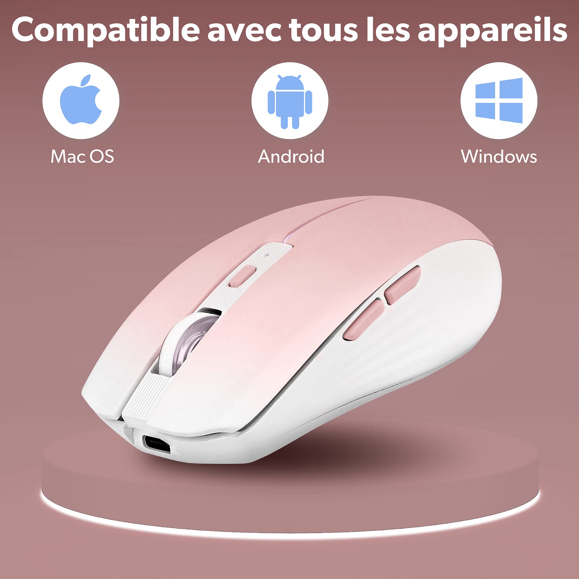 TNB GRADIENT - Dual connect rechargeable colorful wireless mouse - pink