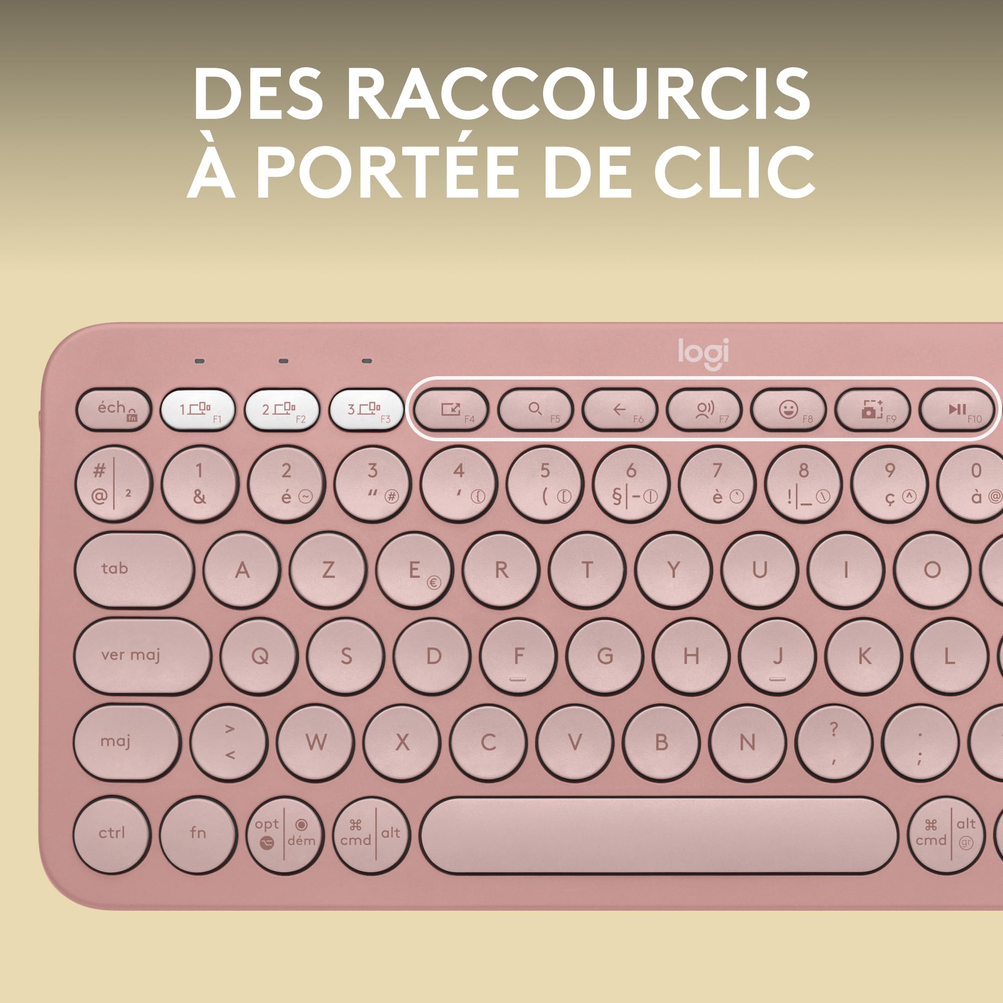 LOGITECH Pebble Keys 2 K380s - TONAL ROSE - (FRA) - BT - N/A - CENTRAL-419 - UNIVERSAL