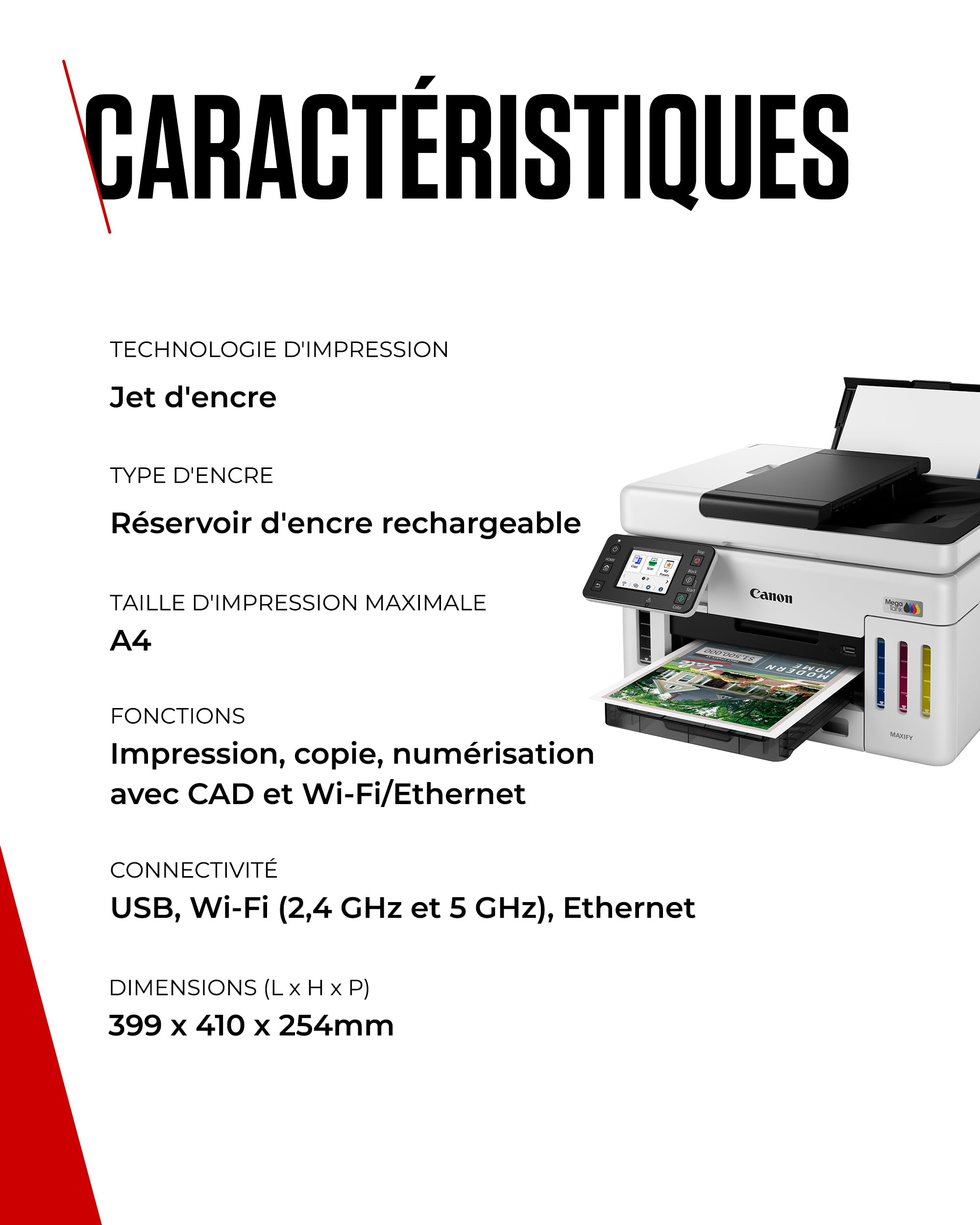 CANON MAXIFY GX6150 MegaTank MFP colour inkjet CISS Legal 216x356mm A4 24ipm Print 350sheets USB Wi-Fi LAN