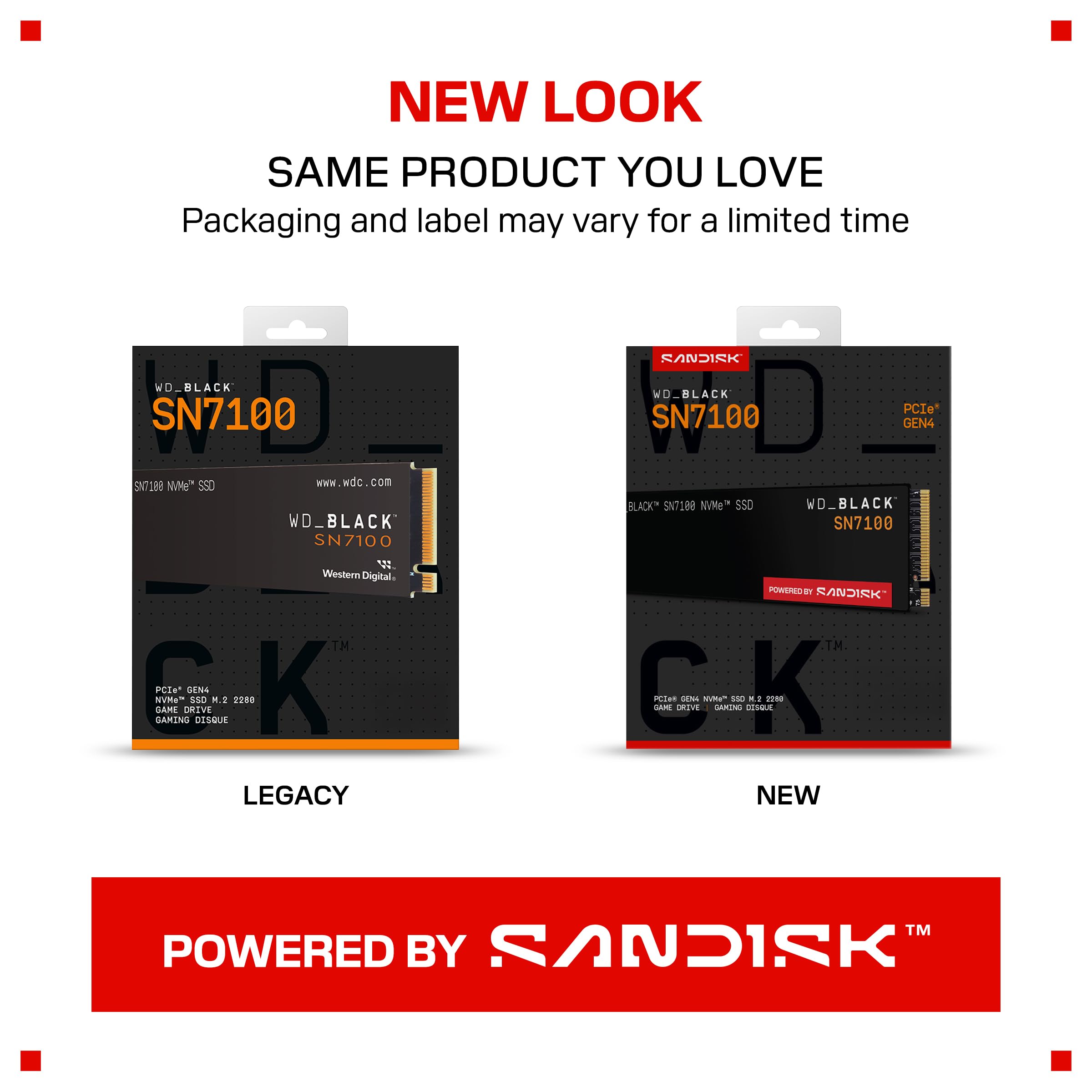 WD Black SN7100 NVMe SSD 500Go M.2 2280 POWERED BY SANDISK
