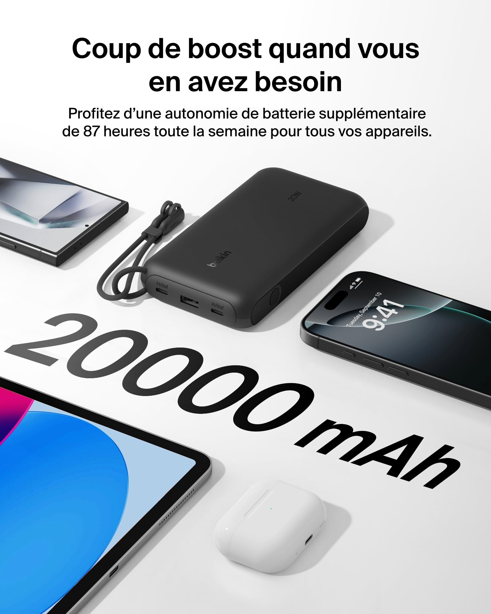 BELKIN 20k PD20W Power Bank with Display Black