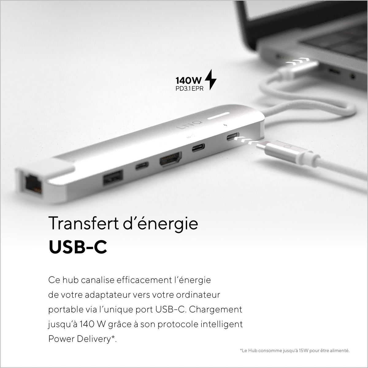 LINQ Hub multiport 6-en-1 Pro USB-C 10 Gbps 4K HDMI