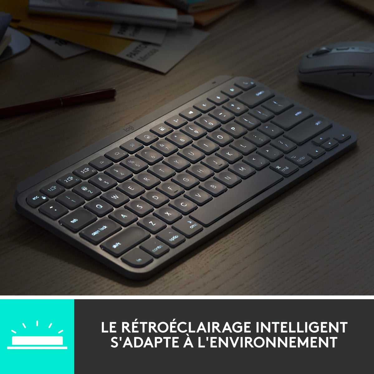 LOGITECH MX Keys Mini For Mac Minimalist Wireless Illuminated Keyboard - PALE GREY - CENTRAL FR