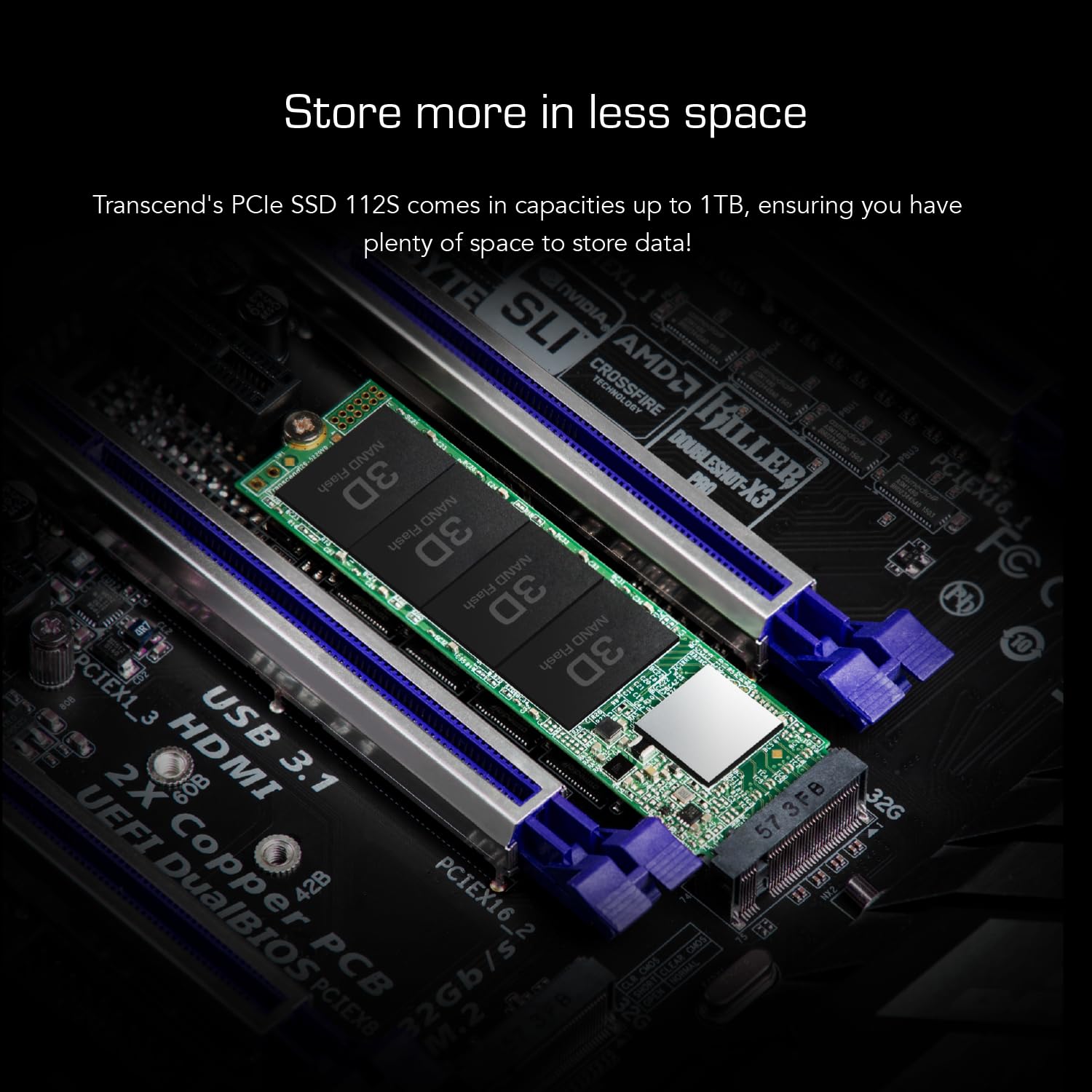 TRANSCEND 112S 512Go PCIe Gen3x4 M.2 2280 M-Key 3D TLC DRAM-less