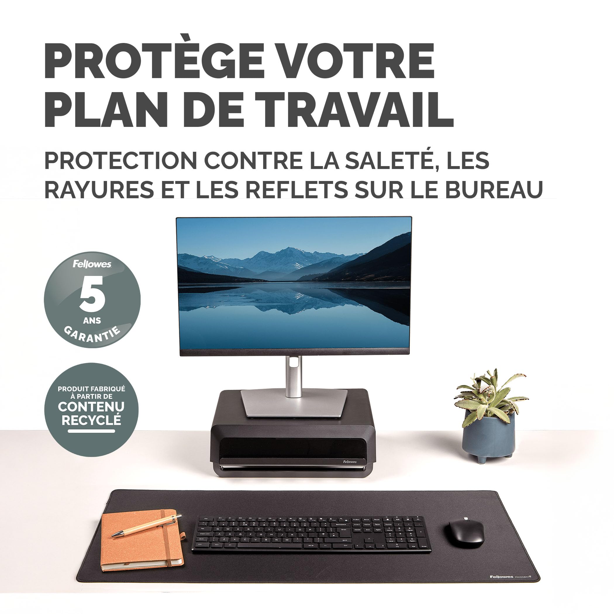 FELLOWES TAPIS SOUS MAIN DE BUREAU NOIR