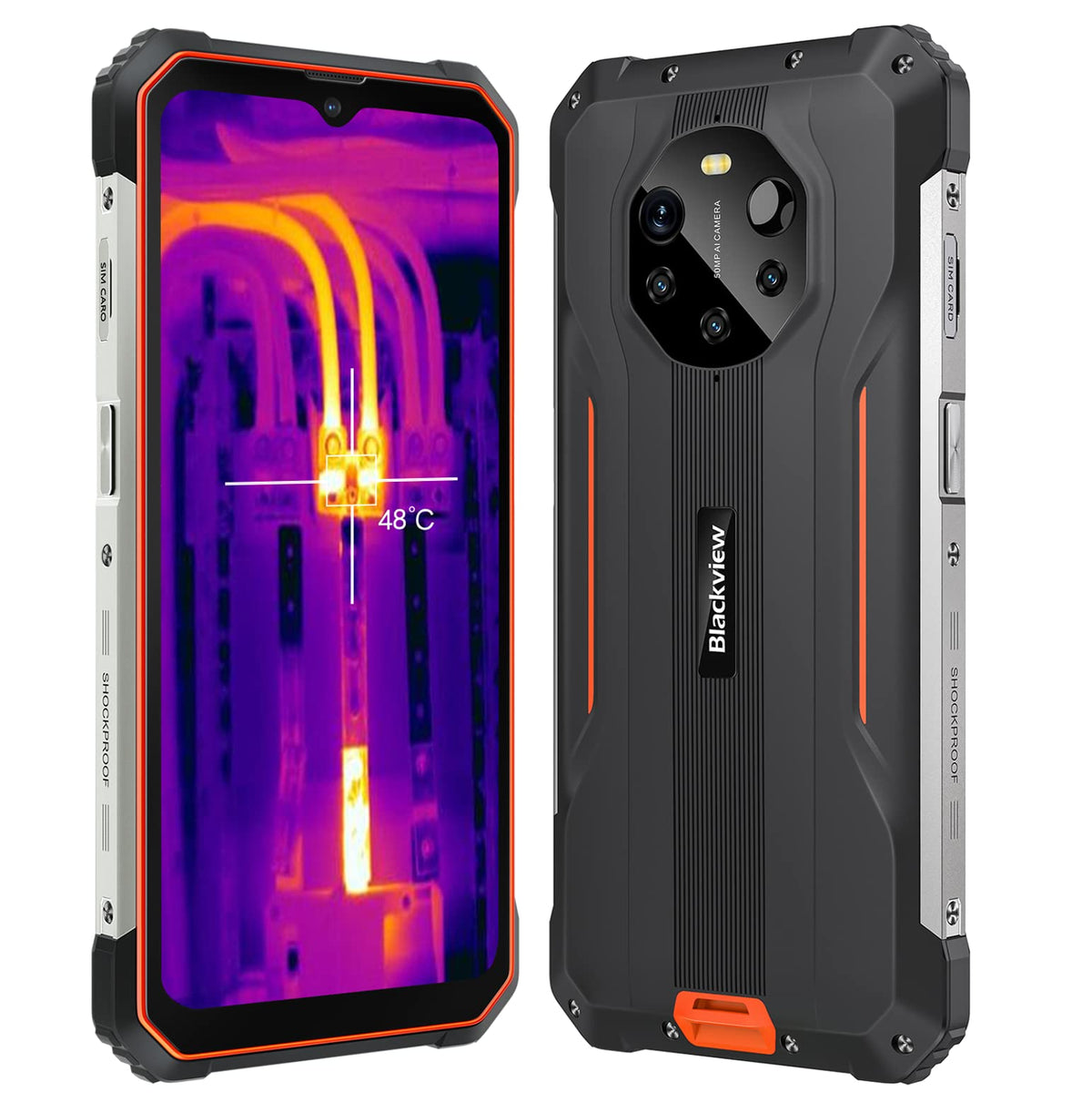 Blackview BL8800 Pro 5G (FLIR - Ecran de 6.58'' - 128 Go, 8 Go RAM) Orange