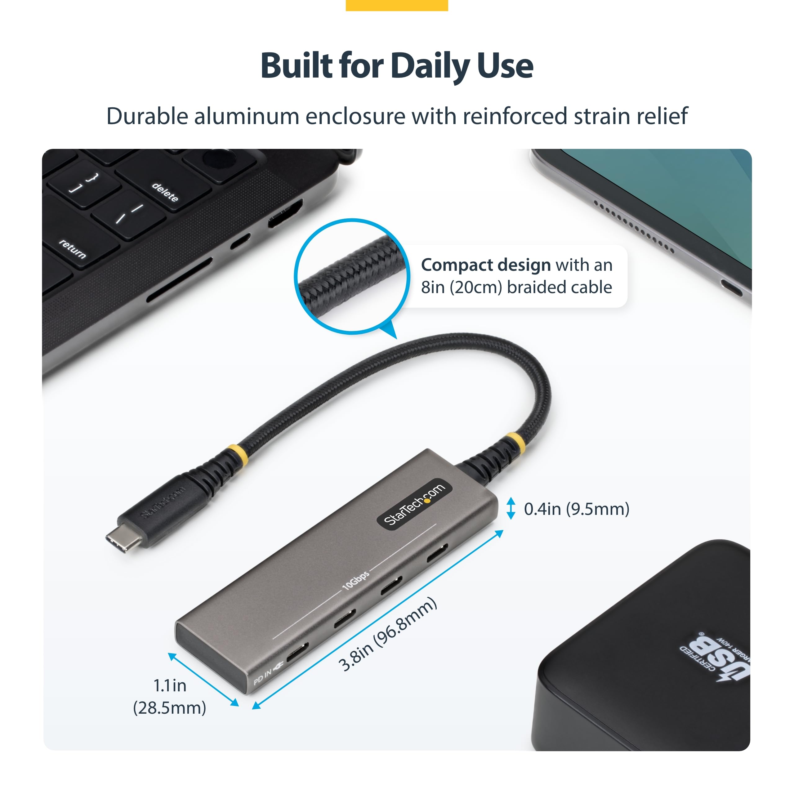 4-Port USB-C Hub 10Gbps 4x USB-C Ports