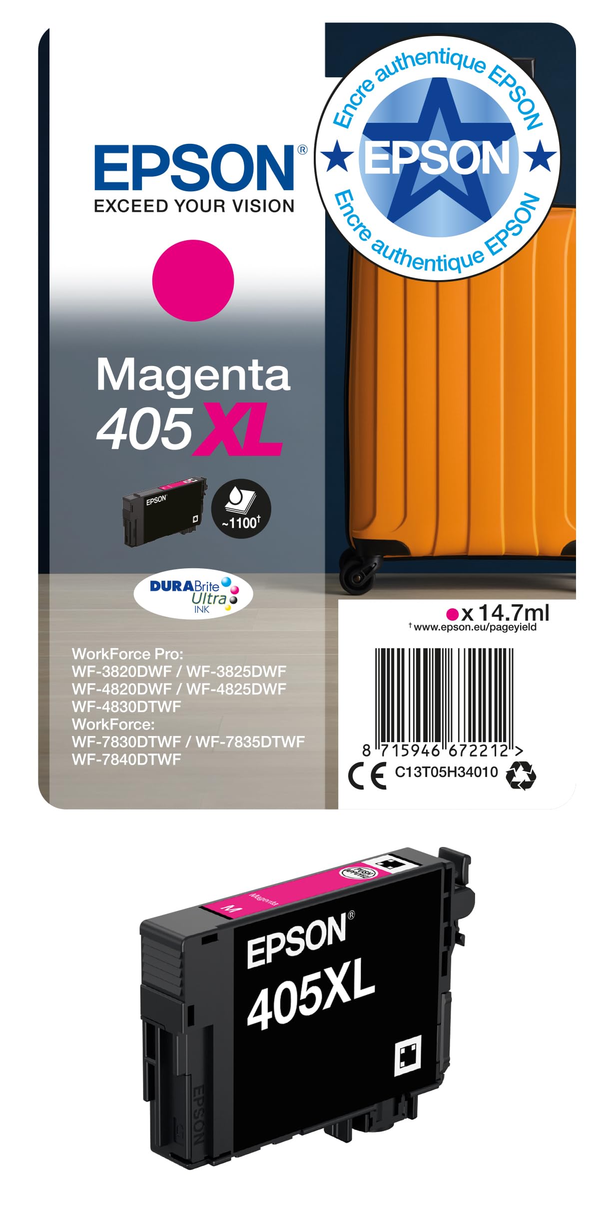 EPSON 2LB Singlepack Magenta 405XL DURABrite Ultra Ink