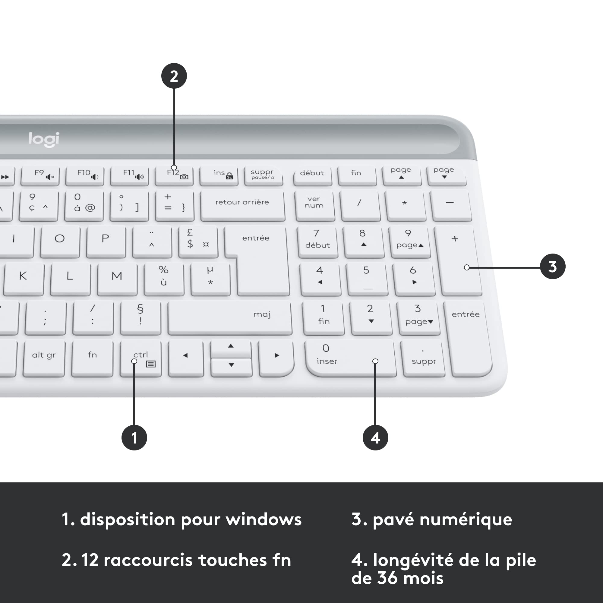 LOGITECH Slim Wireless Keyboard and Mouse Combo MK470 OFFWHITE (FR)