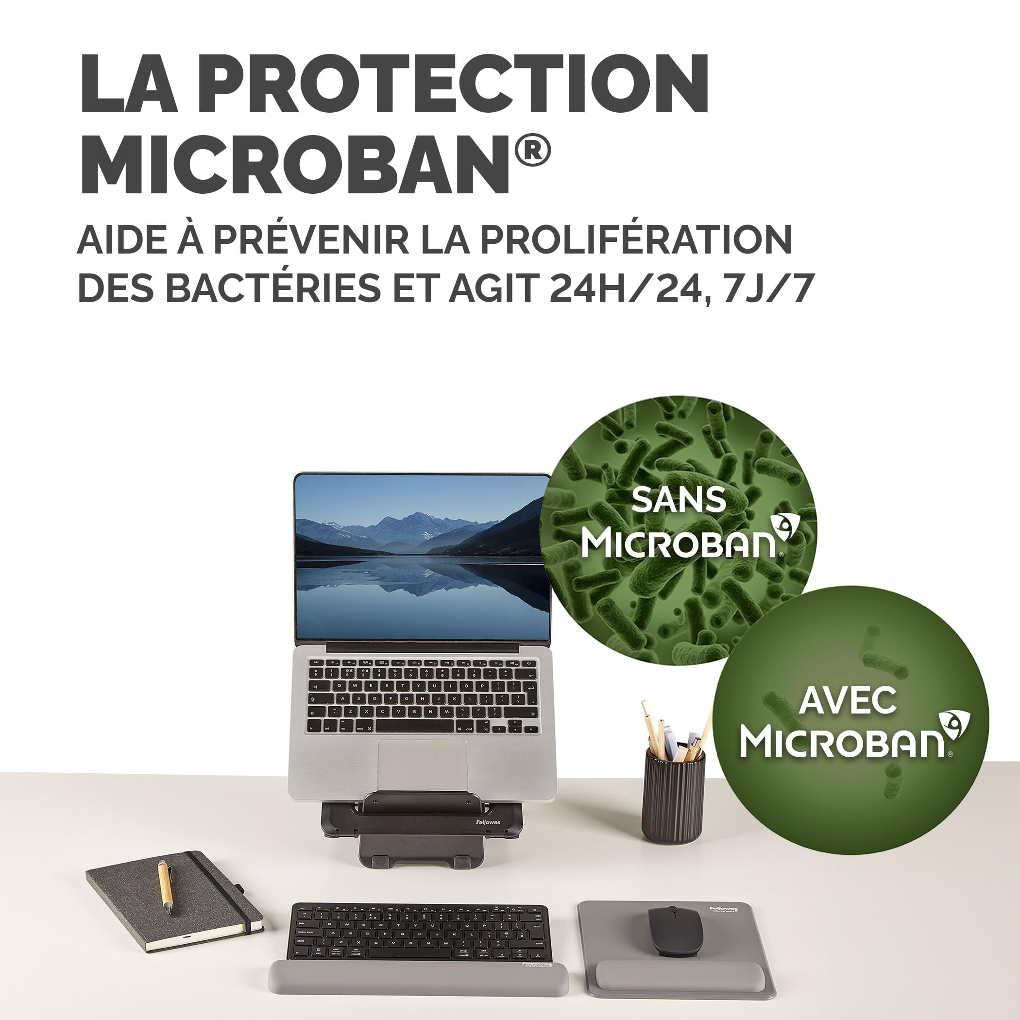 FELLOWES Repose-poignets clavier compact Breyta Gris