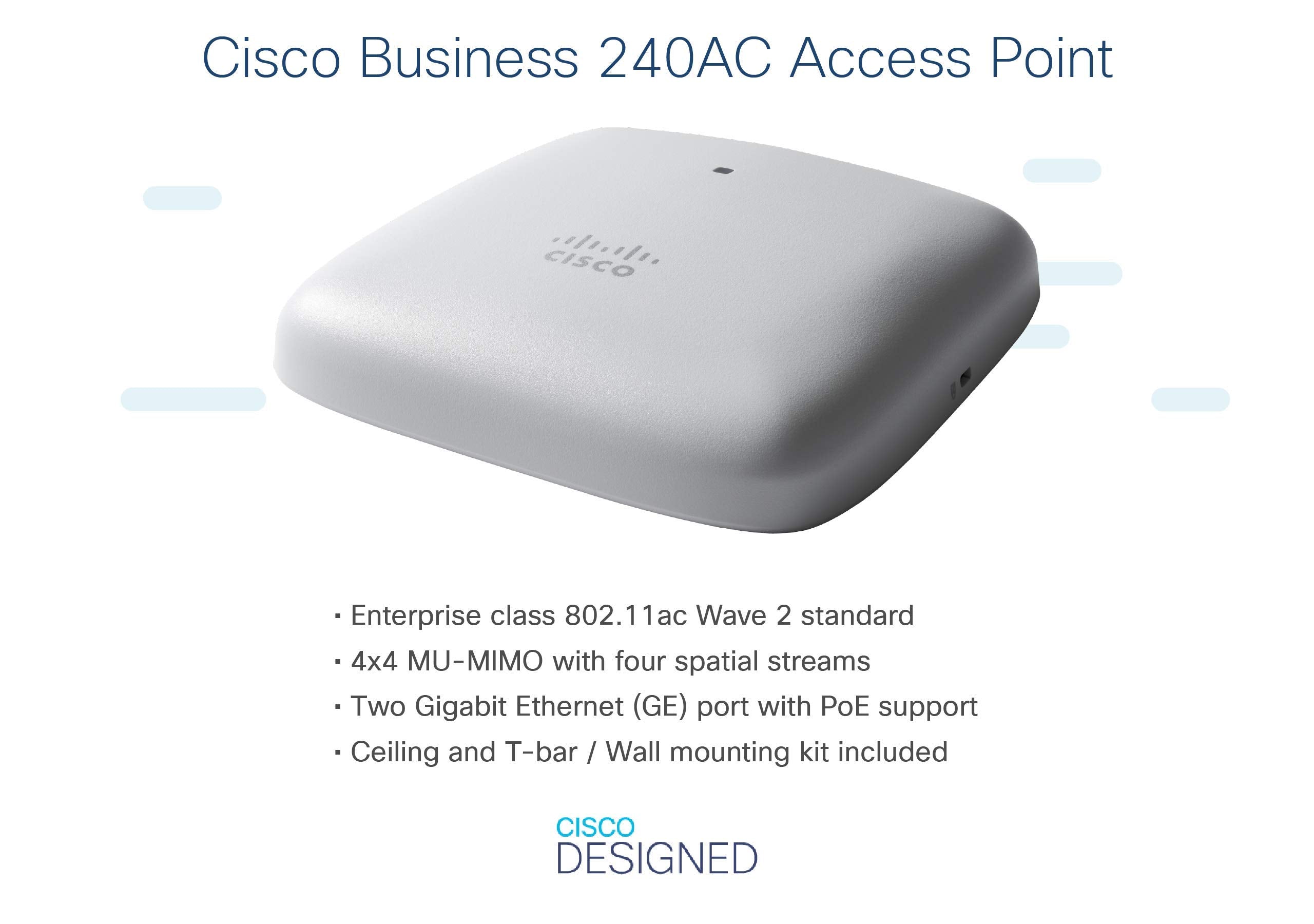 CISCO Business W240AC 802.11ac 4x4 Wave 2 Access Point Ceiling Mount 3 Pack