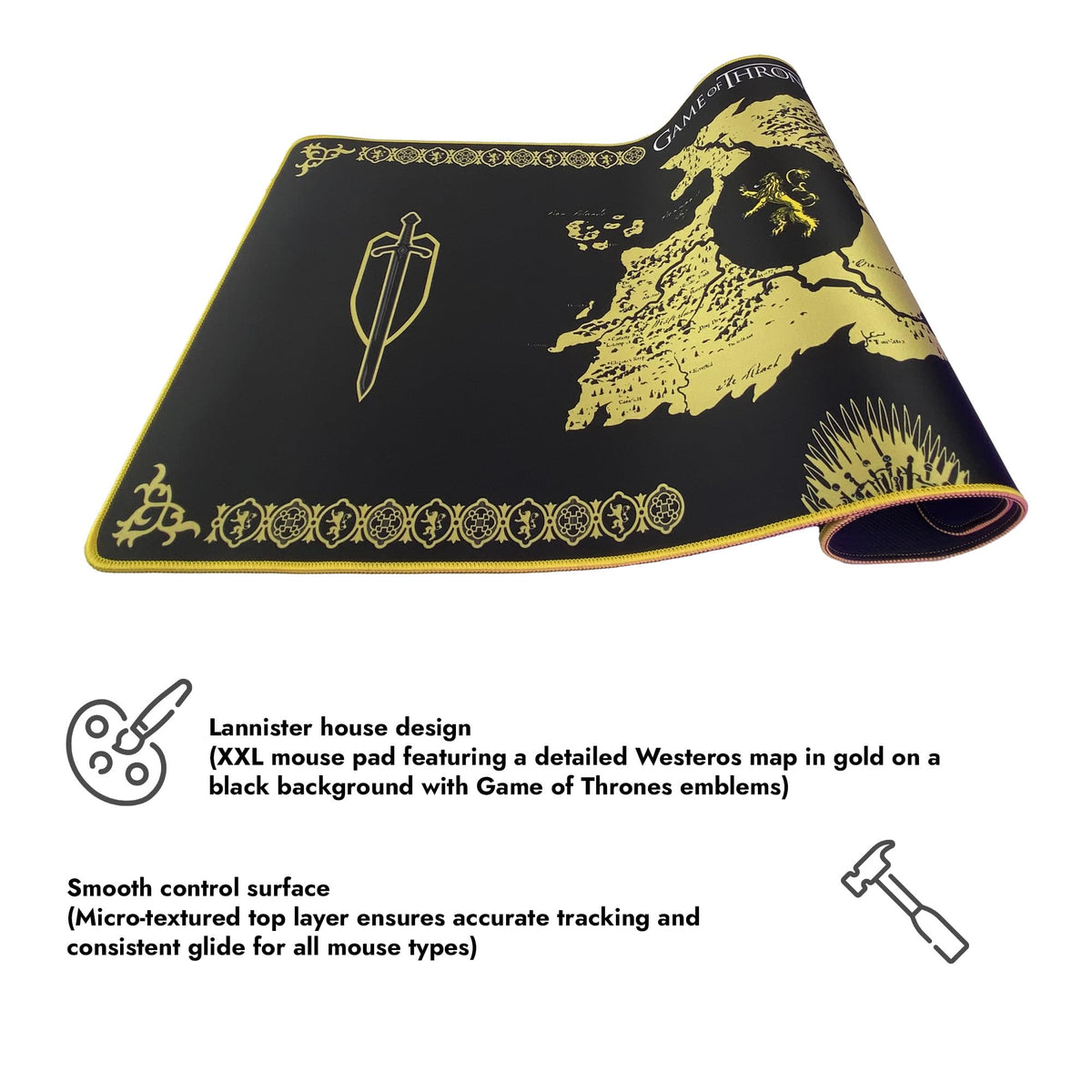 LEXIP X TSUME - GAME OF THRONES LANNISTER MOUSE PAD XXL BLACK