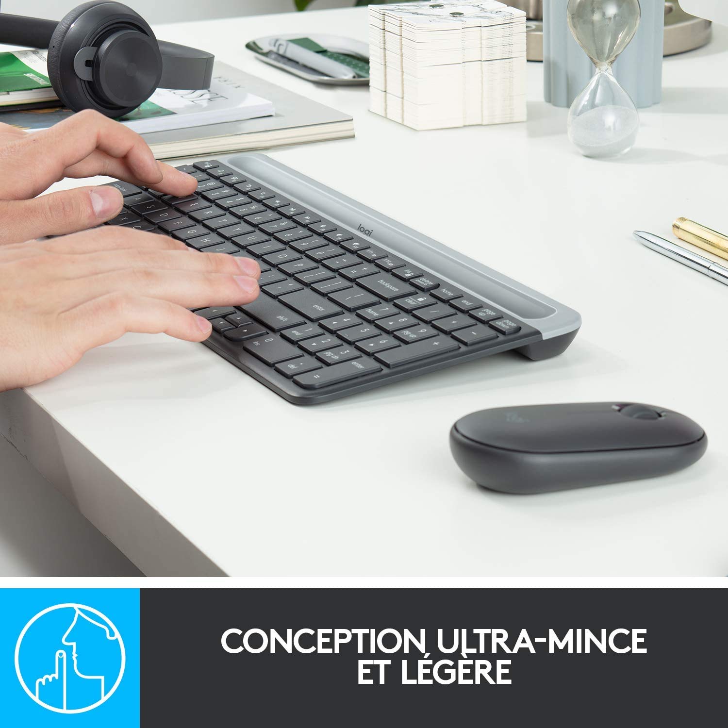 LOGITECH Slim Wireless Keyboard and Mouse Combo MK470 - GRAPHITE - FRA - CENTRAL