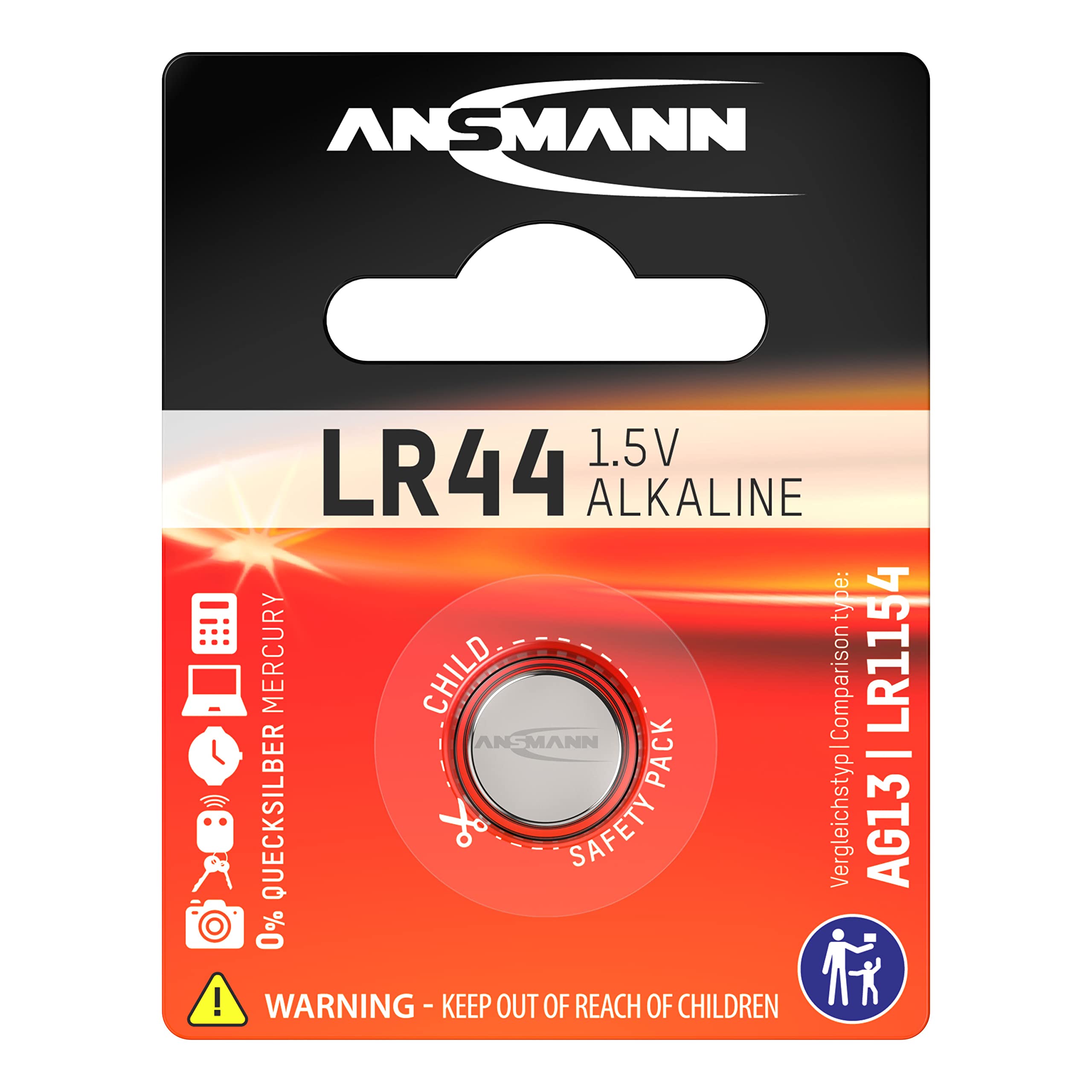 ANSMANN Piles alcalines 5015303 LR44 blister de 1